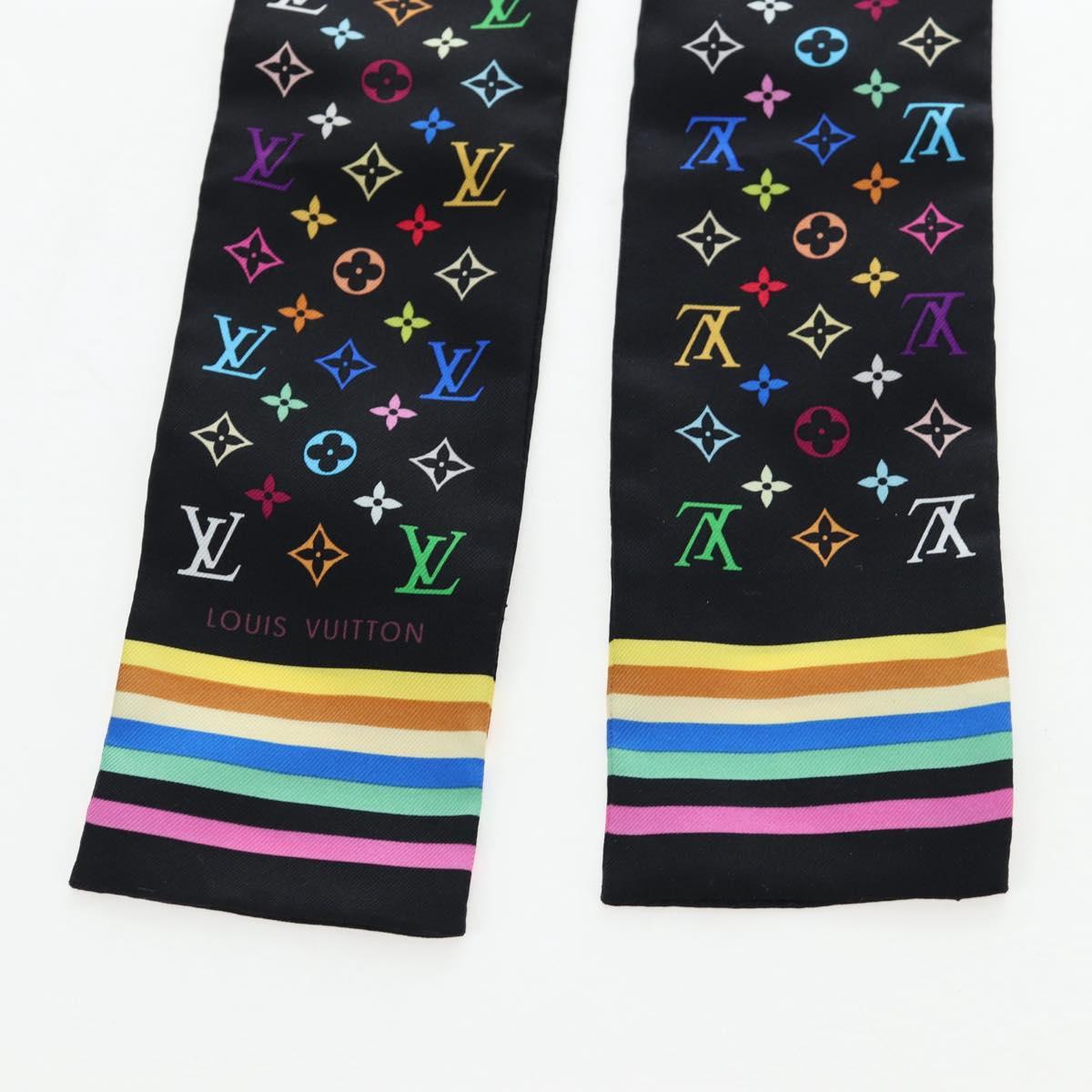 LOUIS VUITTON Monogram Multicolor Bando Scarf Silk Black LV Auth 188016V