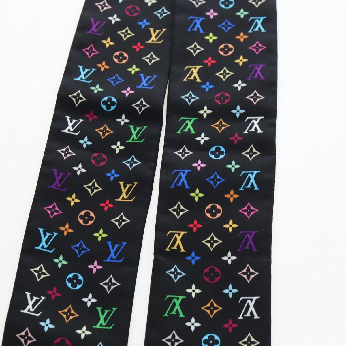 LOUIS VUITTON Monogram Multicolor Bando Scarf Silk Black LV Auth 188016V