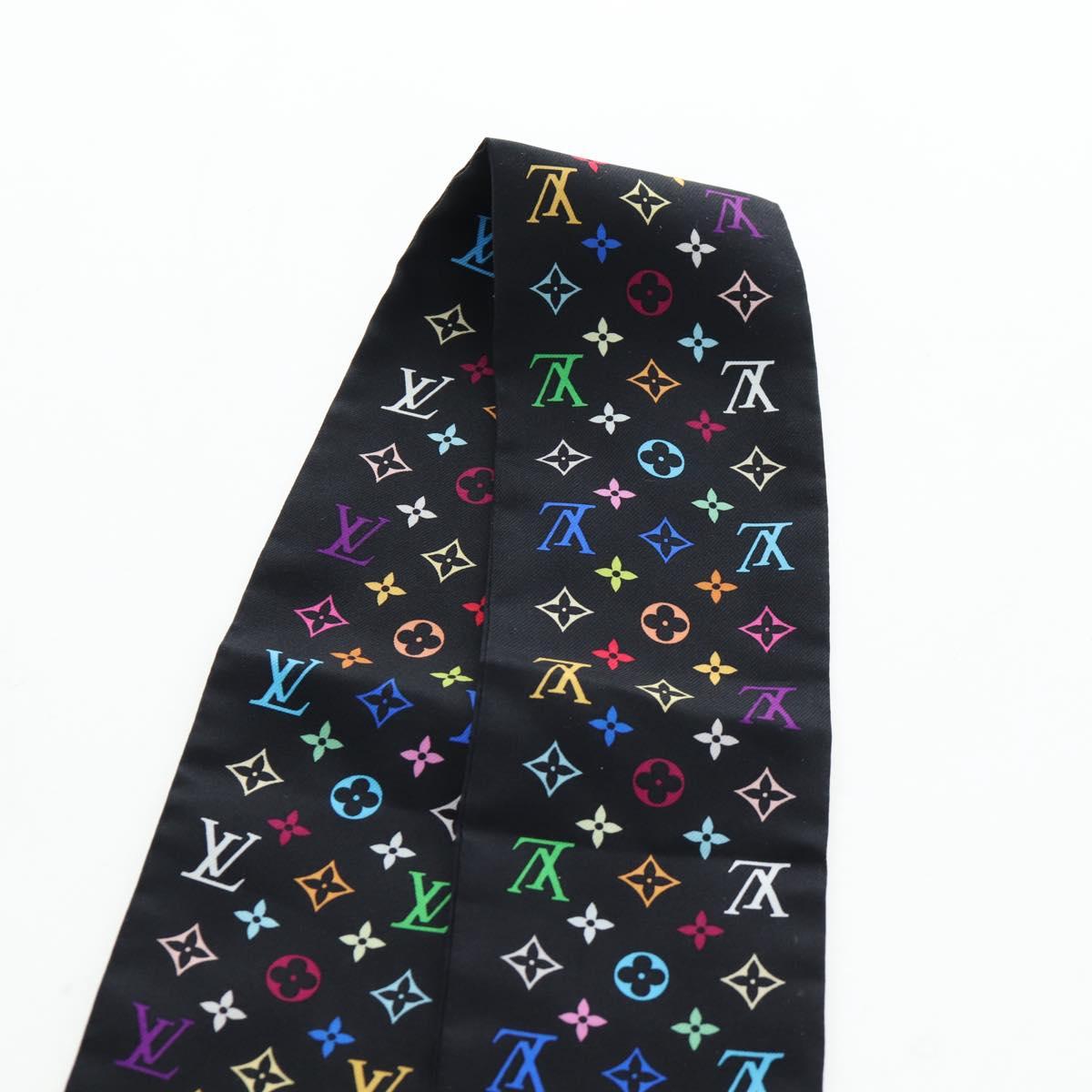 LOUIS VUITTON Monogram Multicolor Bando Scarf Silk Black LV Auth 188016V