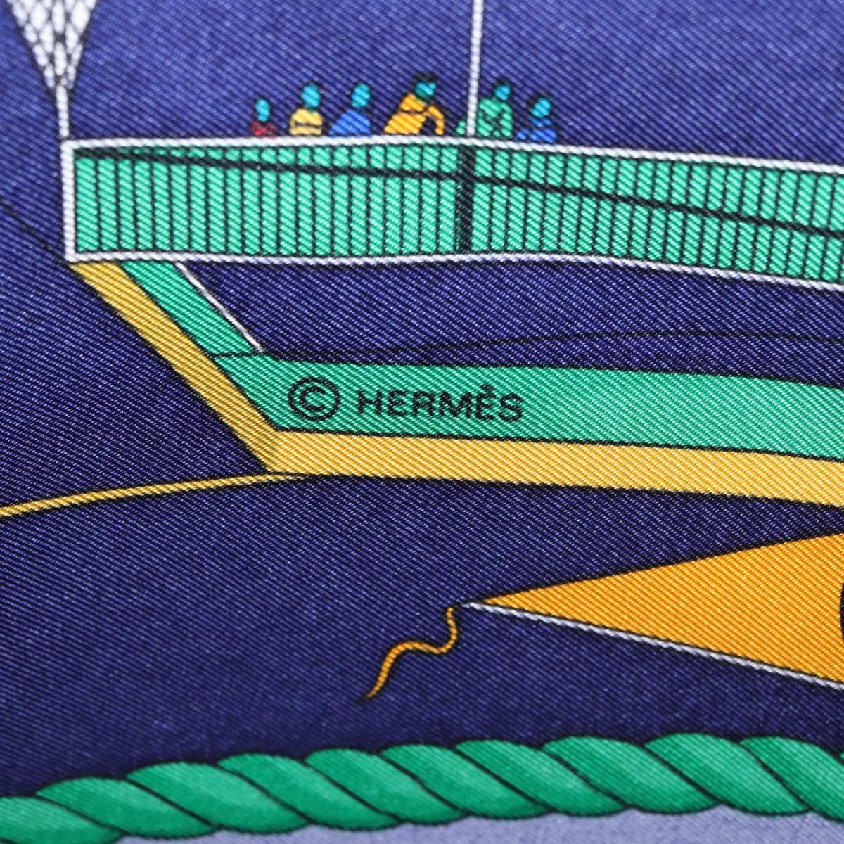 HERMES Carre90 Scarf Silk "LES FOLIES DU CIEL" Blue Auth 188021