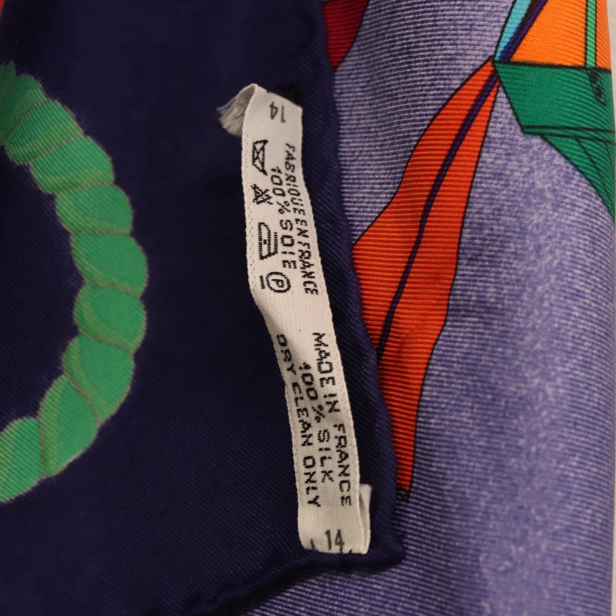 HERMES Carre90 Scarf Silk "LES FOLIES DU CIEL" Blue Auth 188021