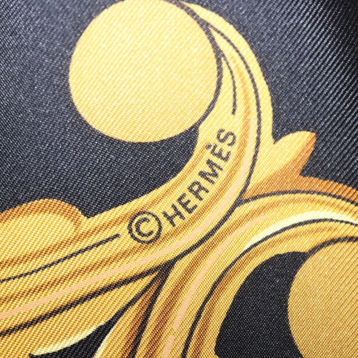 HERMES Carre90 Scarf Silk "ANIMAUX SOLAIRES" Black Auth 188023M