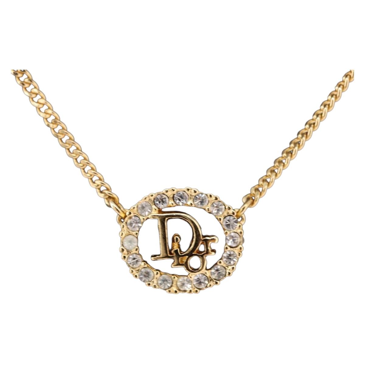 Christian Dior Necklace metal Gold Tone Auth 188025V