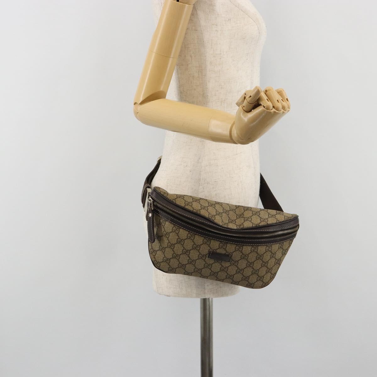 GUCCI GG Supreme Body Bag Body Bag PVC Beige 233269 Auth 188048A