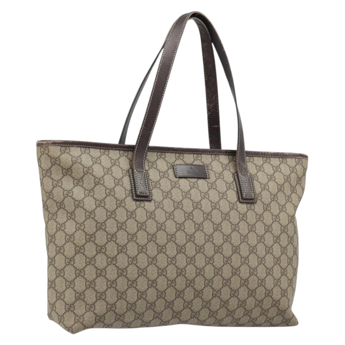 GUCCI GG Supreme Tote Bag PVC Beige Auth 188049