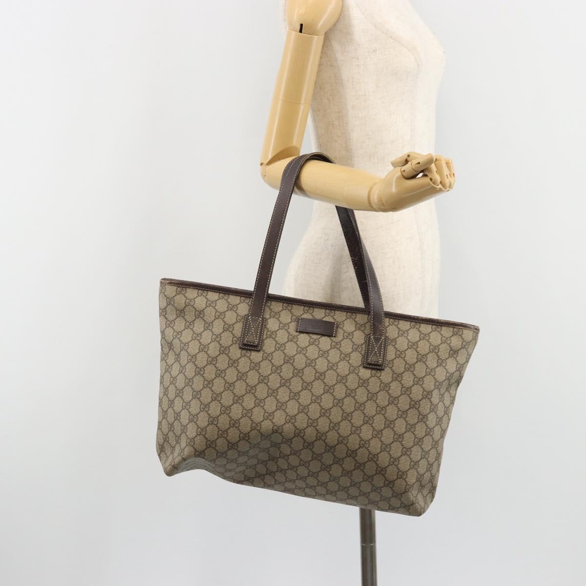 GUCCI GG Supreme Tote Bag PVC Beige Auth 188049