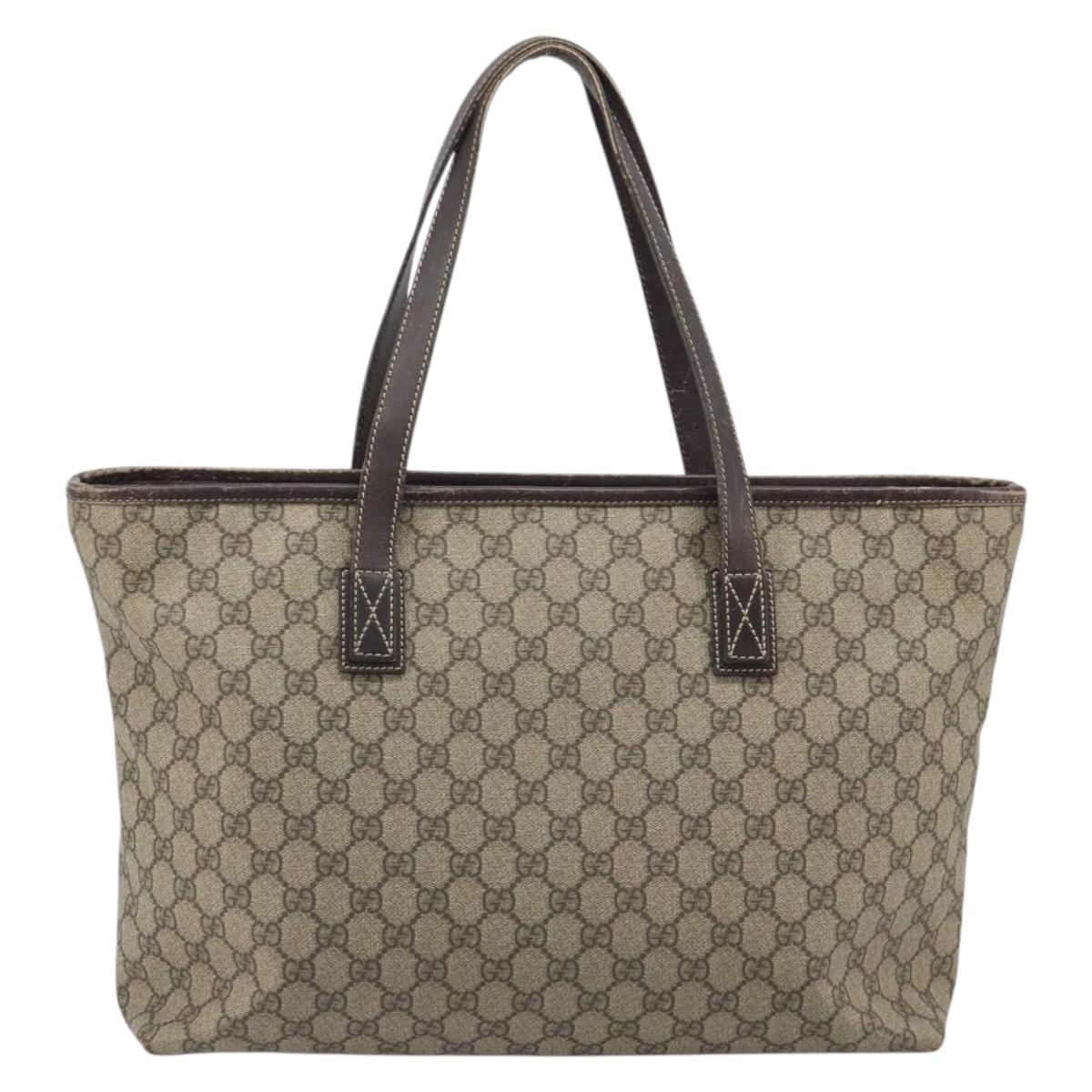 GUCCI GG Supreme Tote Bag PVC Beige Auth 188049