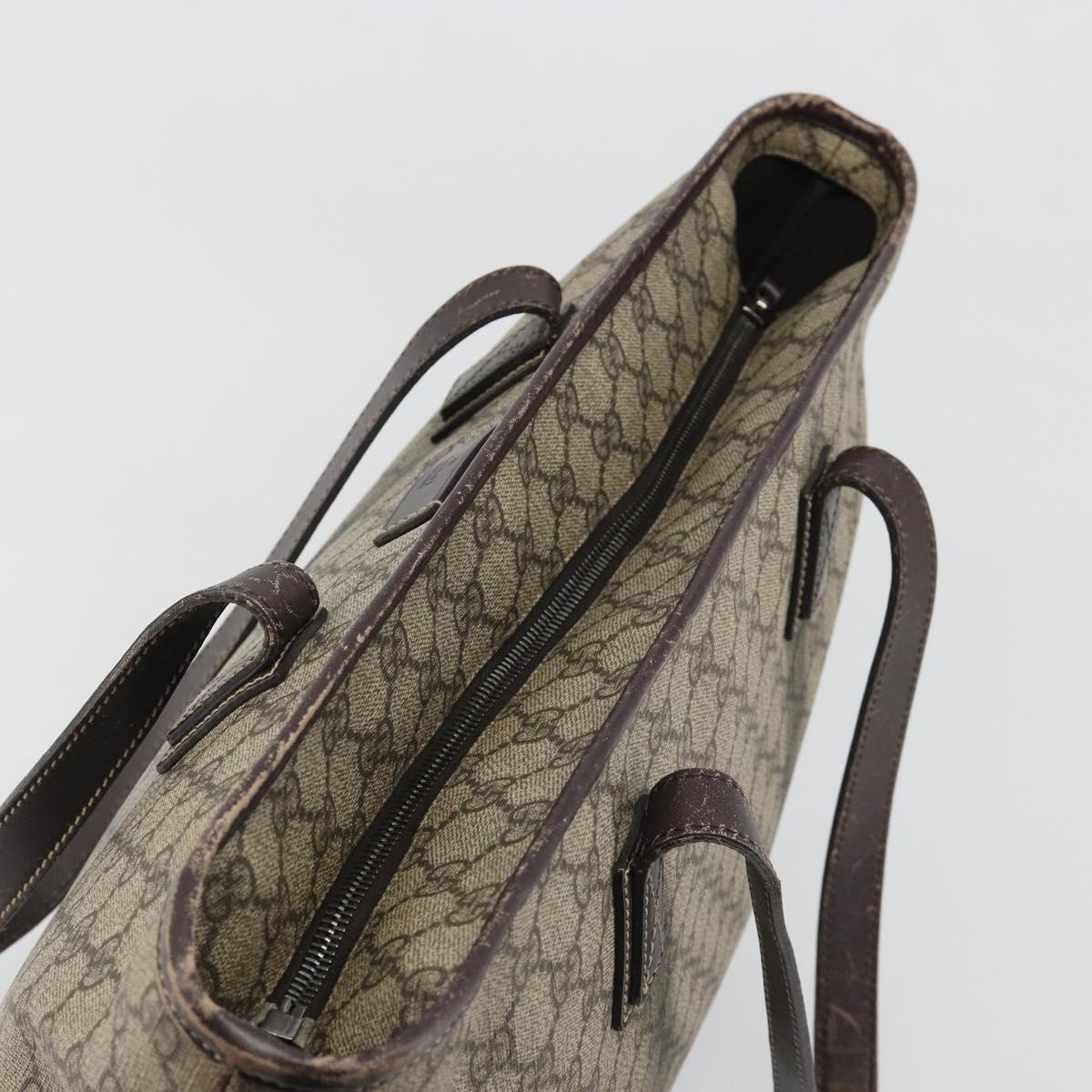 GUCCI GG Supreme Tote Bag PVC Beige Auth 188049