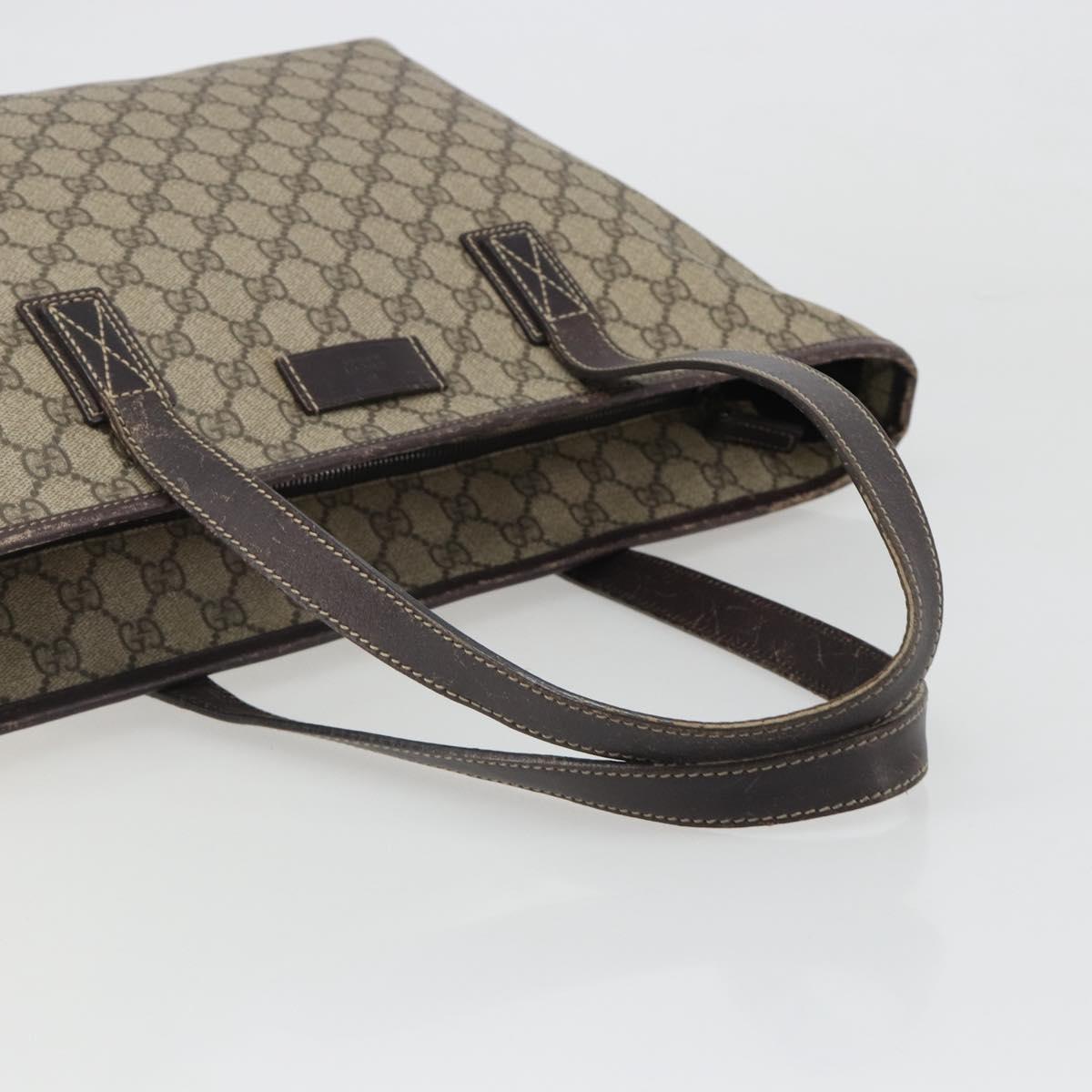 GUCCI GG Supreme Tote Bag PVC Beige Auth 188049