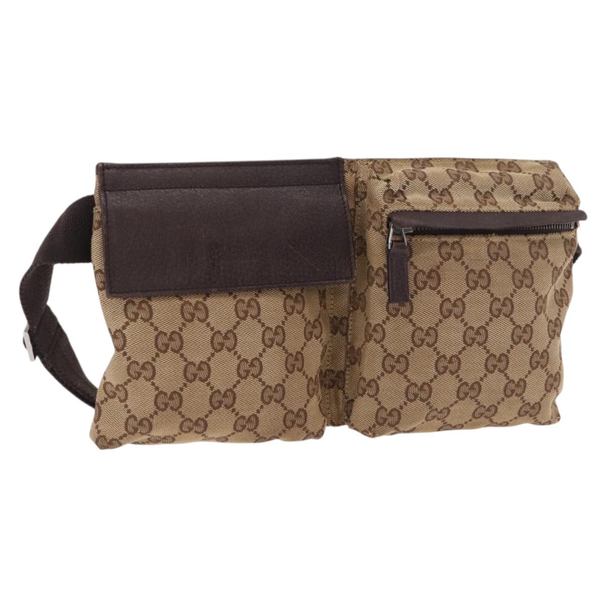 GUCCI GG Canvas Waist bag Beige 28566 Auth 188050