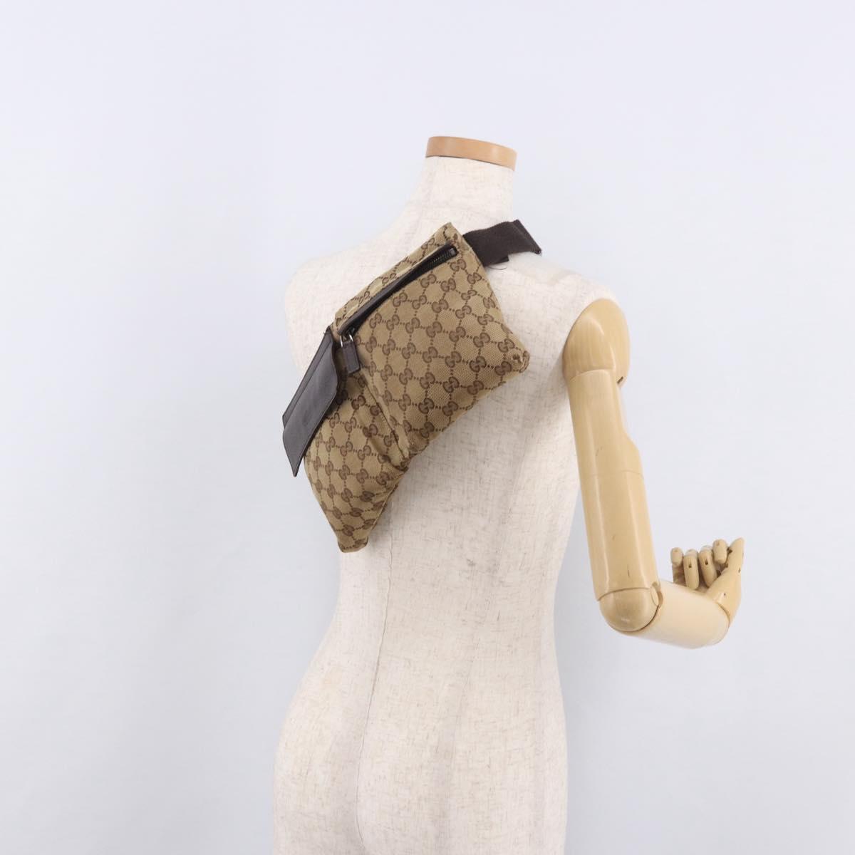 GUCCI GG Canvas Waist bag Beige 28566 Auth 188050