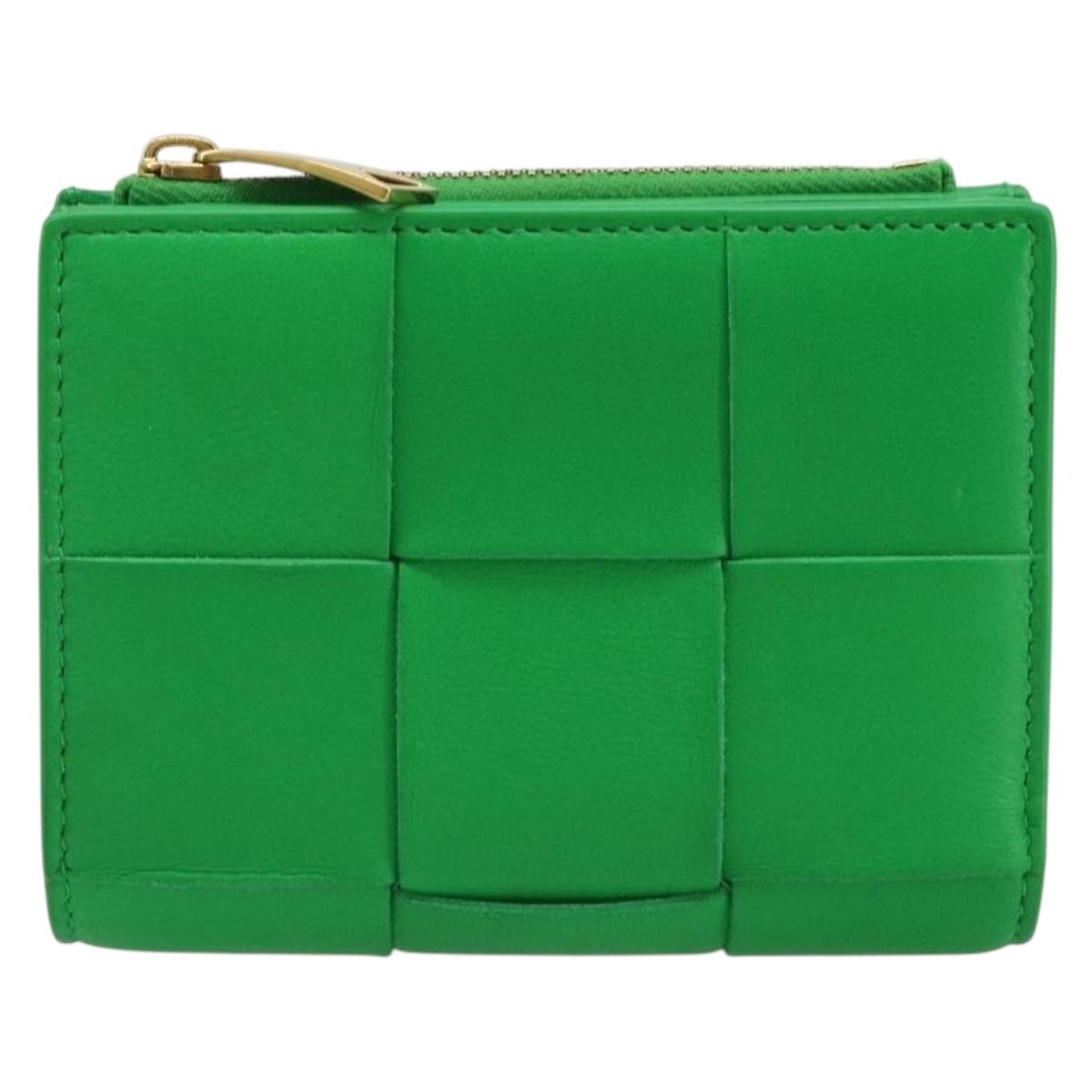 BOTTEGA VENETA MAXI INTRECCIATO Cassette Wallet Leather Green Auth 188052A