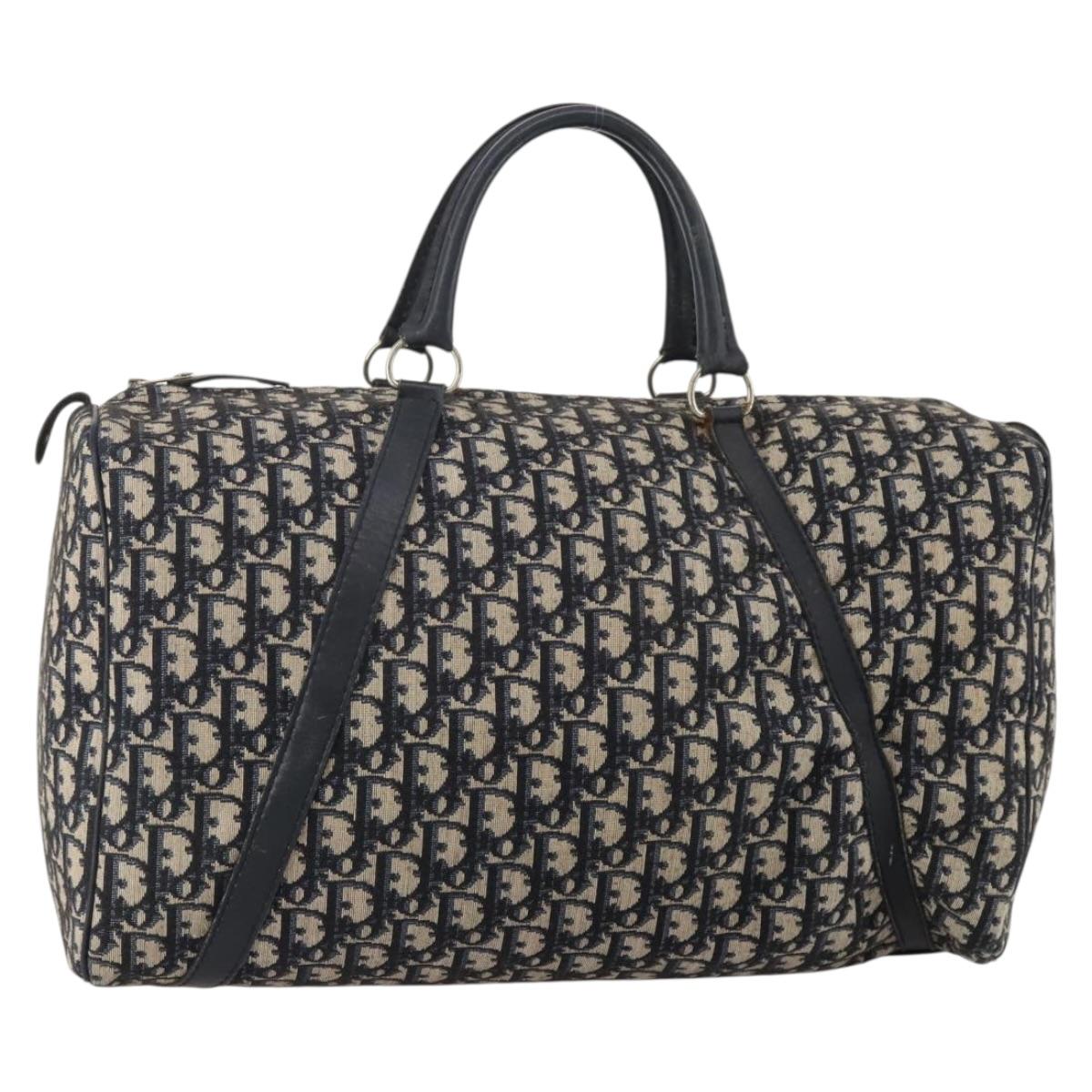 Christian Dior Trotter Canvas Boston Bag Navy Auth 188054
