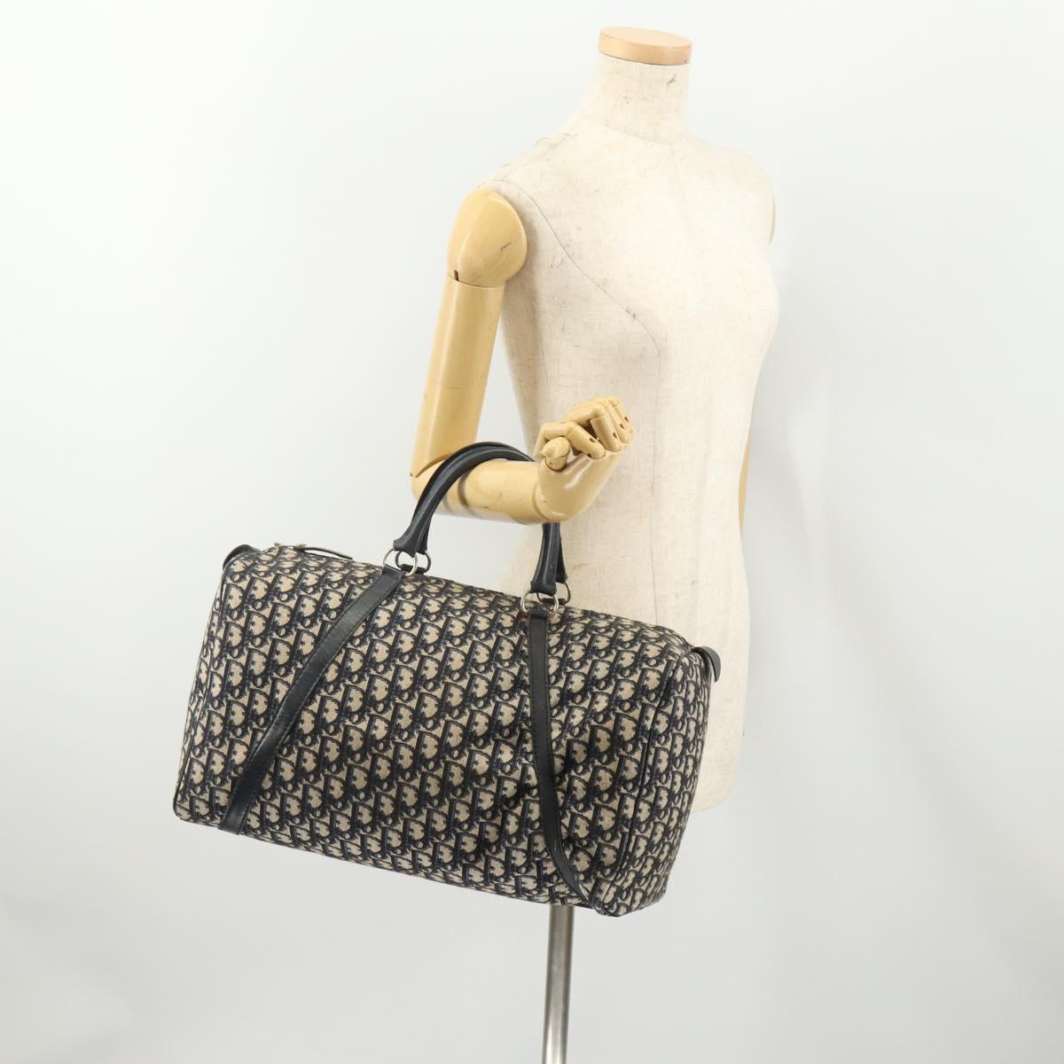 Christian Dior Trotter Canvas Boston Bag Navy Auth 188054