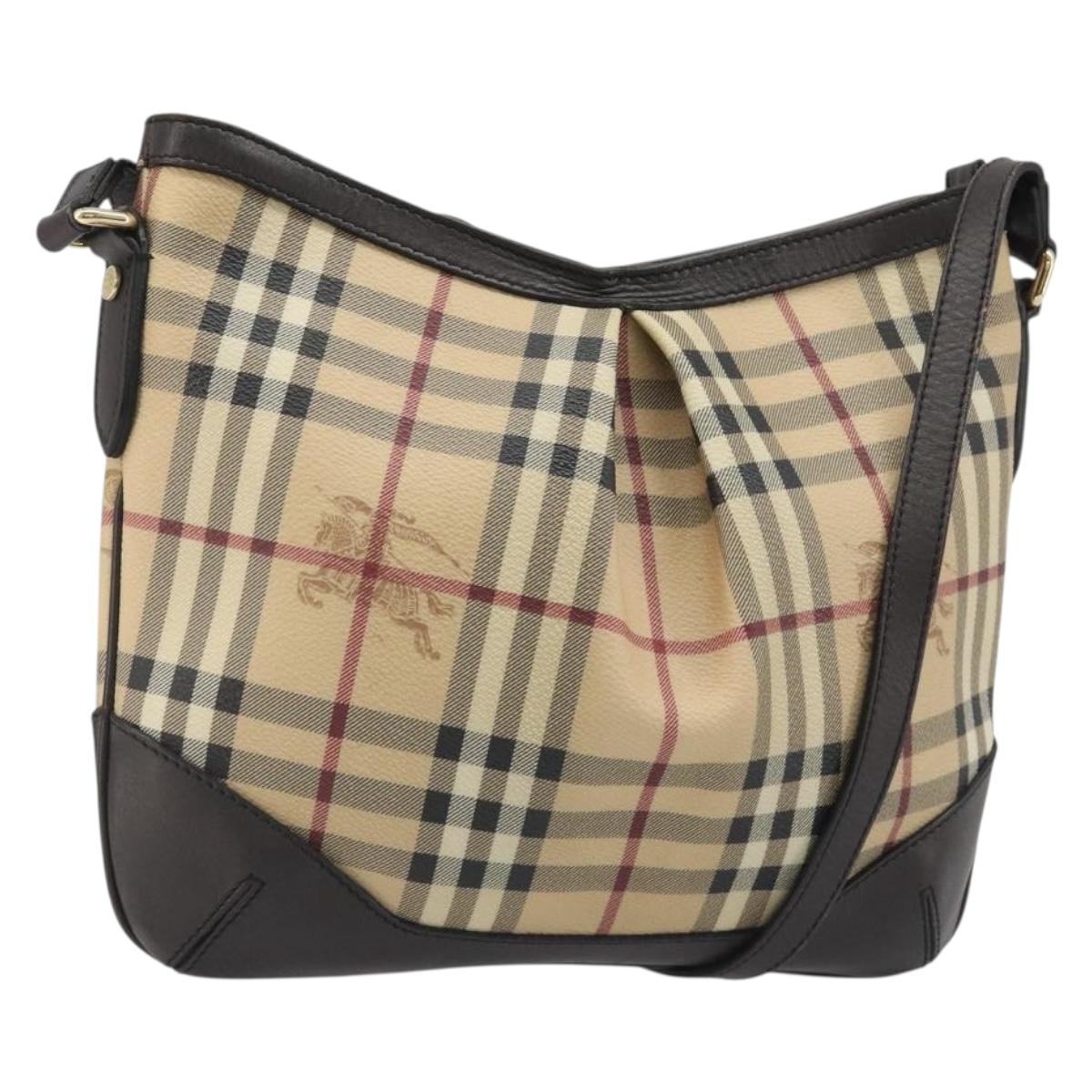 BURBERRY Nova Check Shoulder Bag Canvas Beige Auth 188055A
