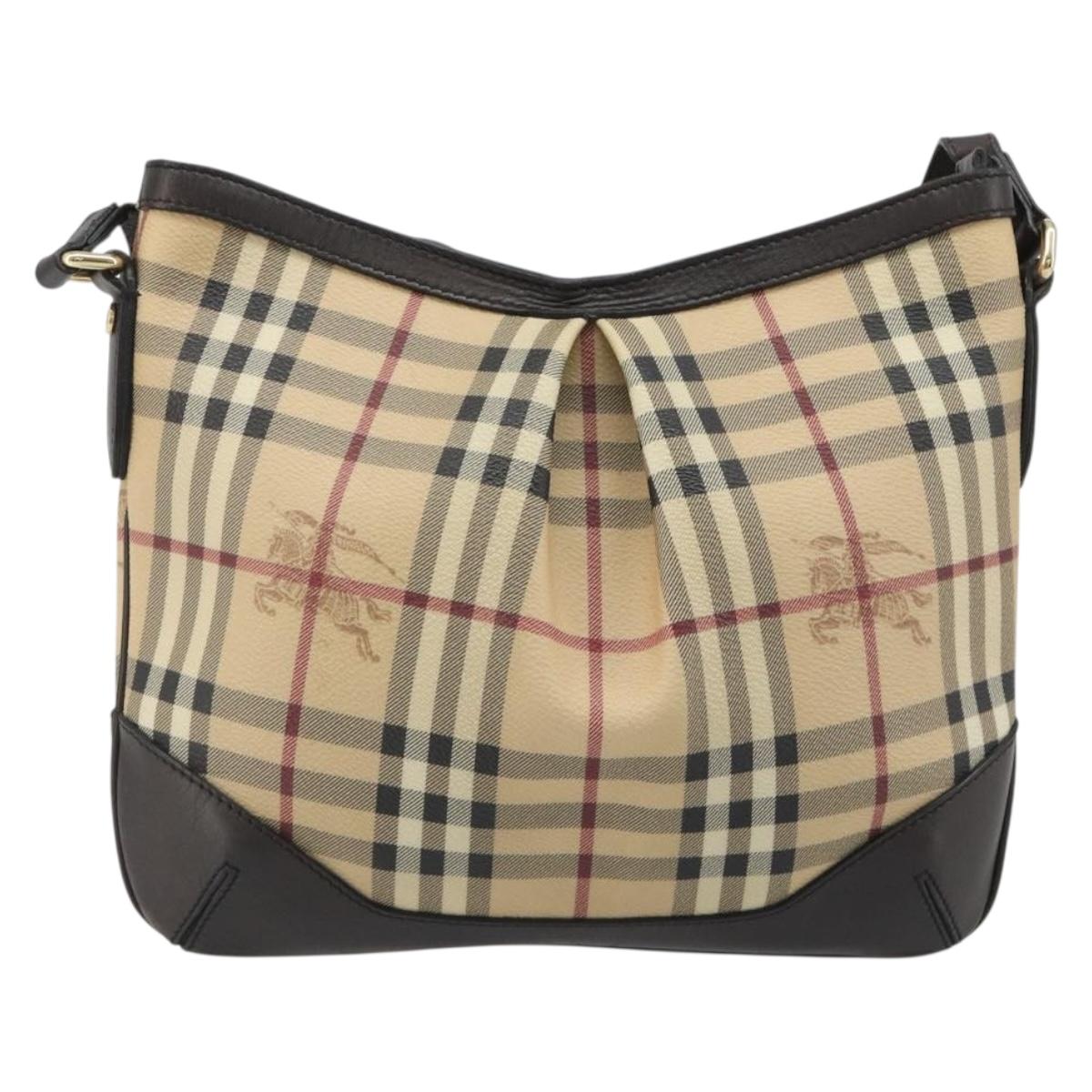 BURBERRY Nova Check Shoulder Bag Canvas Beige Auth 188055A