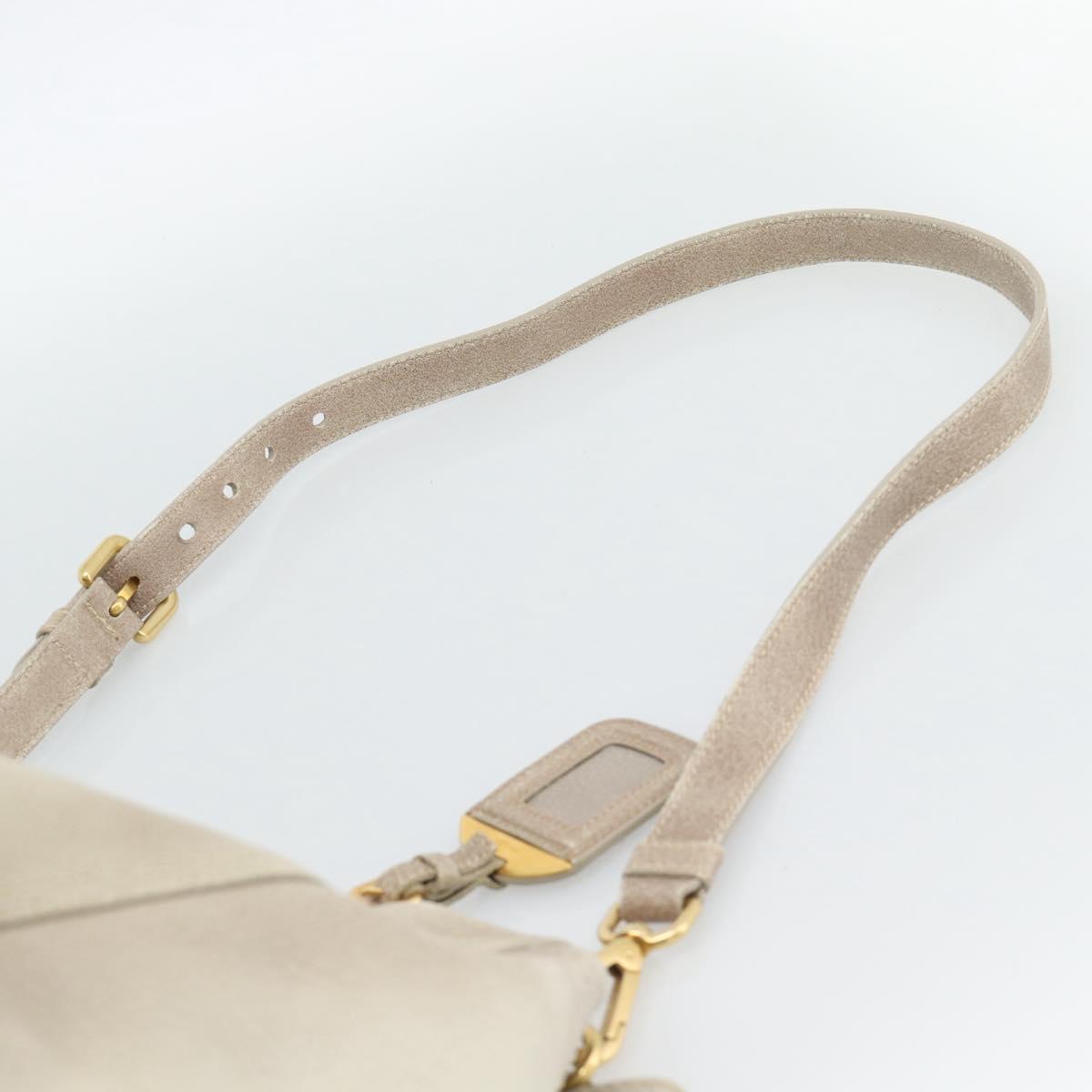 PRADA Tote Bag Leather 2way Beige Auth 188056