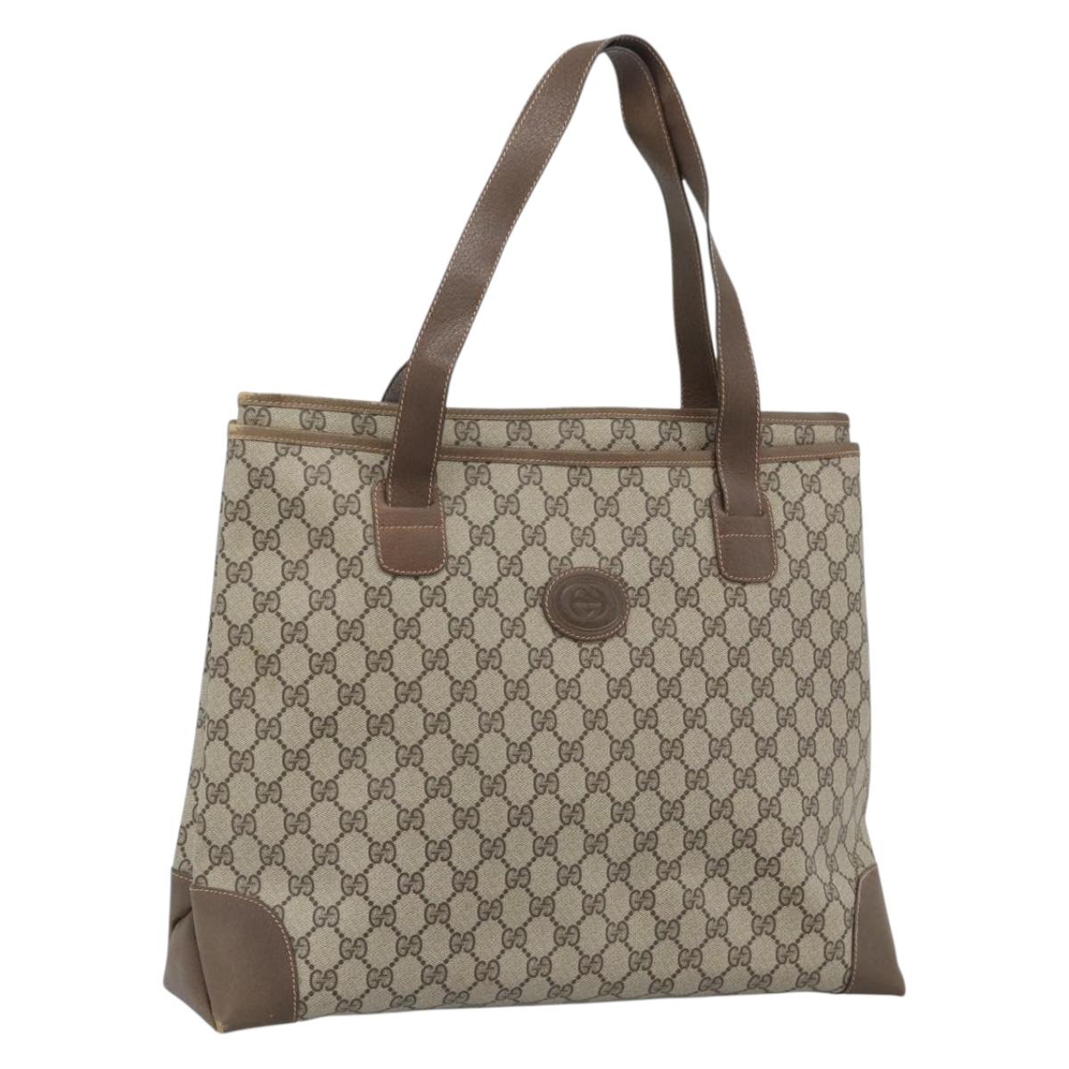 GUCCI GG Supreme Tote Bag PVC Beige Auth 188057