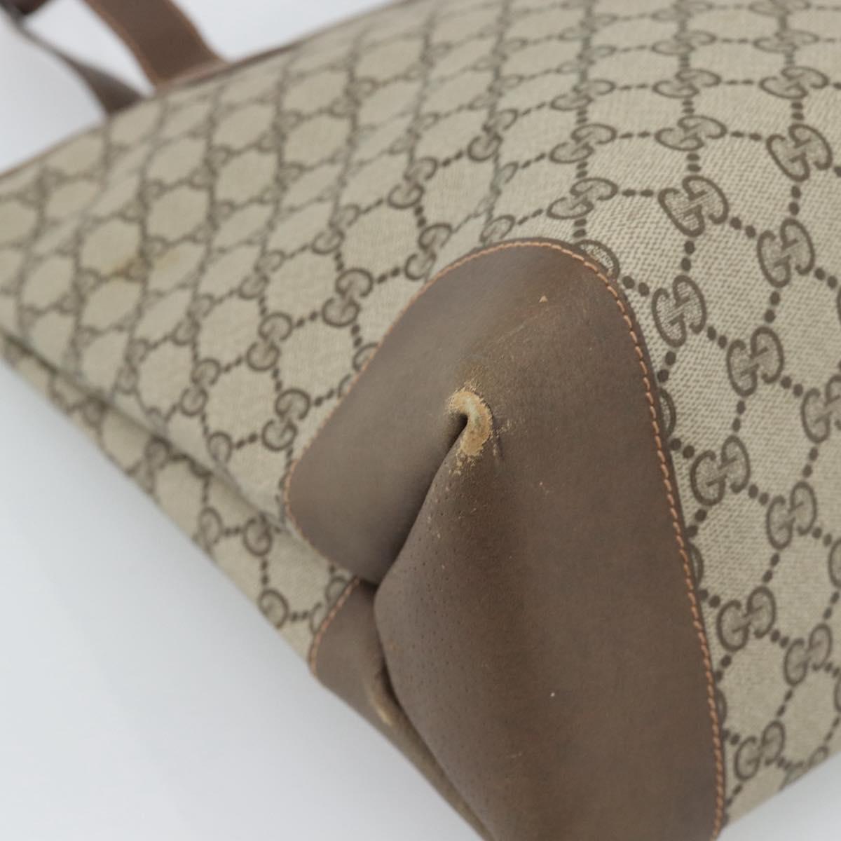 GUCCI GG Supreme Tote Bag PVC Beige Auth 188057