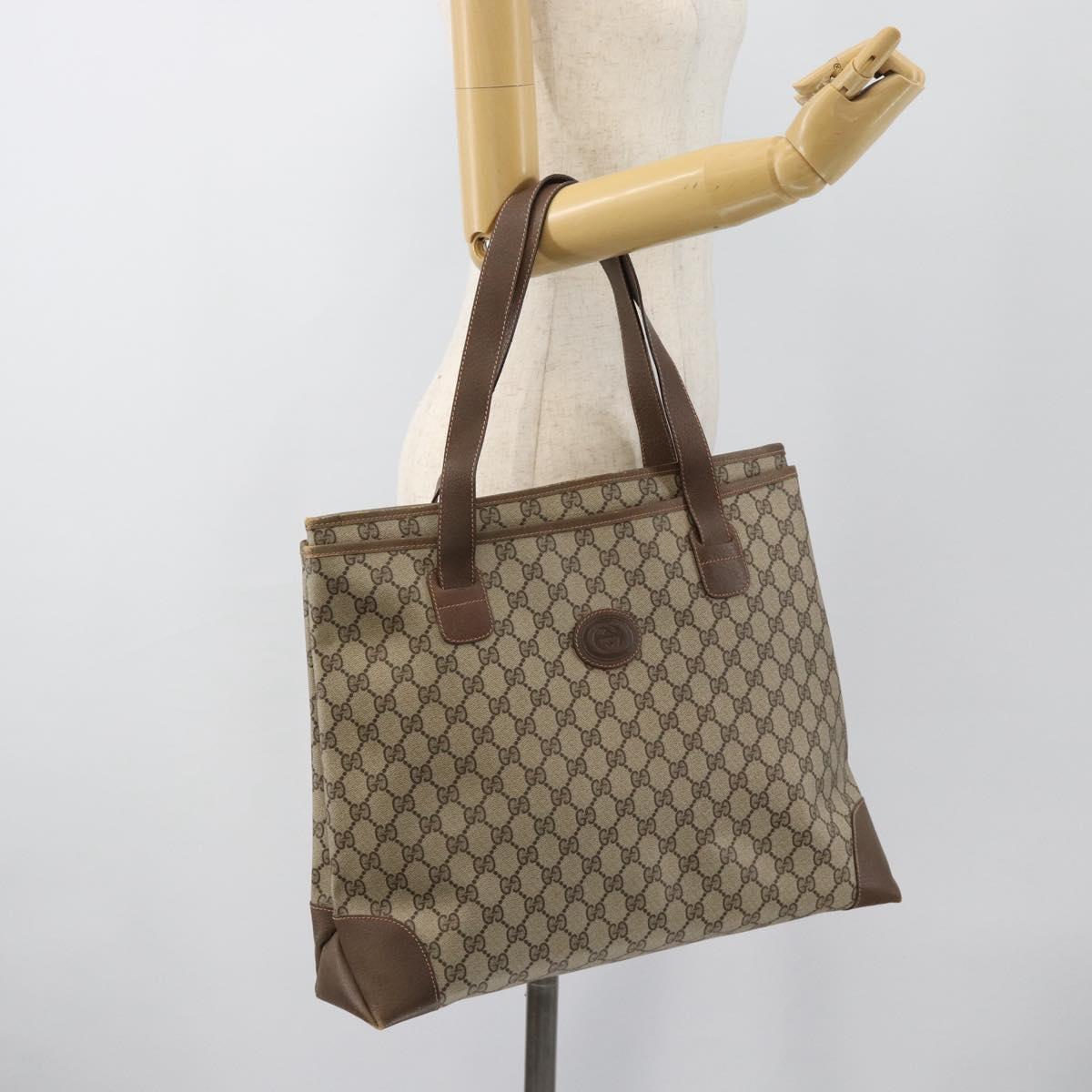GUCCI GG Supreme Tote Bag PVC Beige Auth 188057