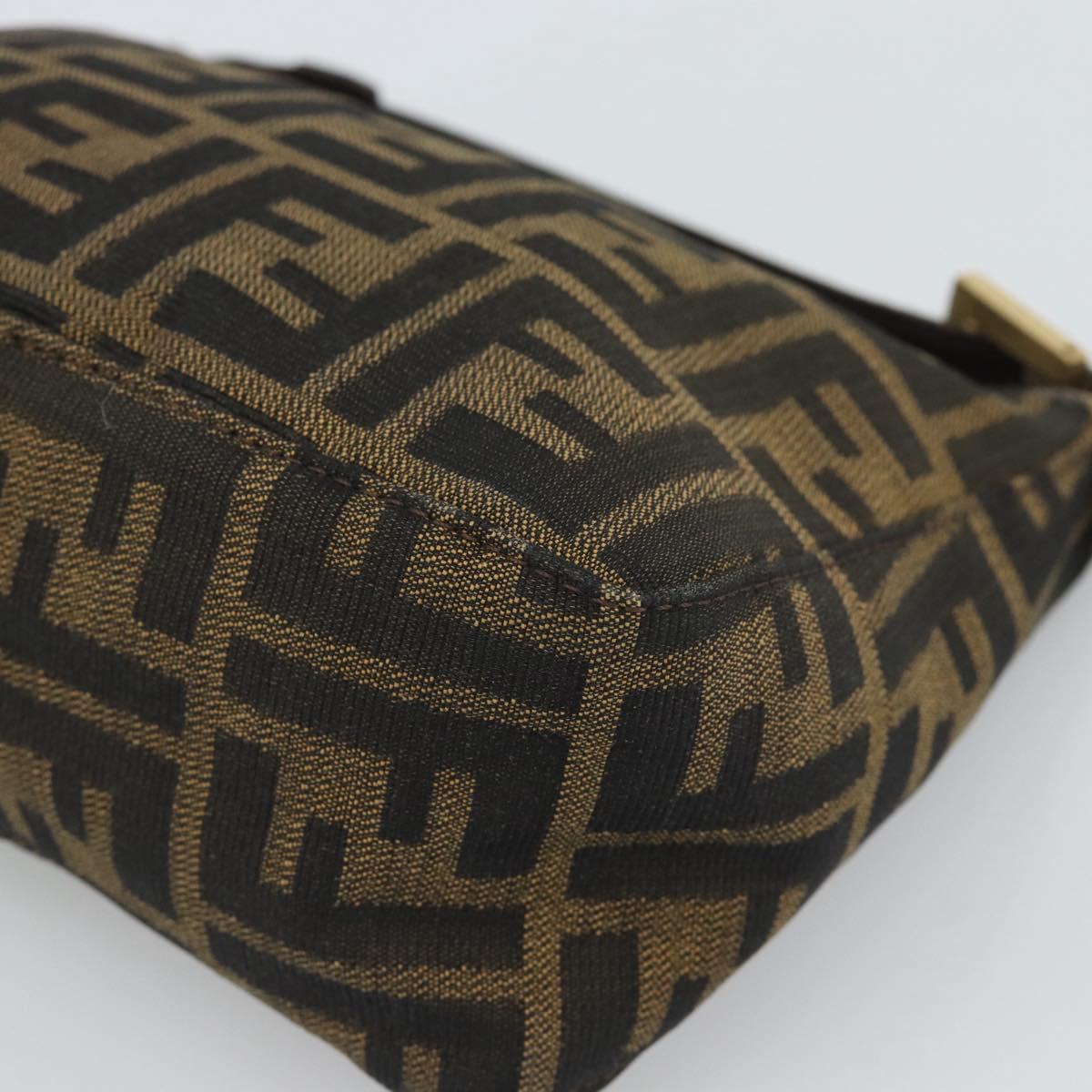 FENDI Zucca Canvas Pouch Brown Black Auth 188060A