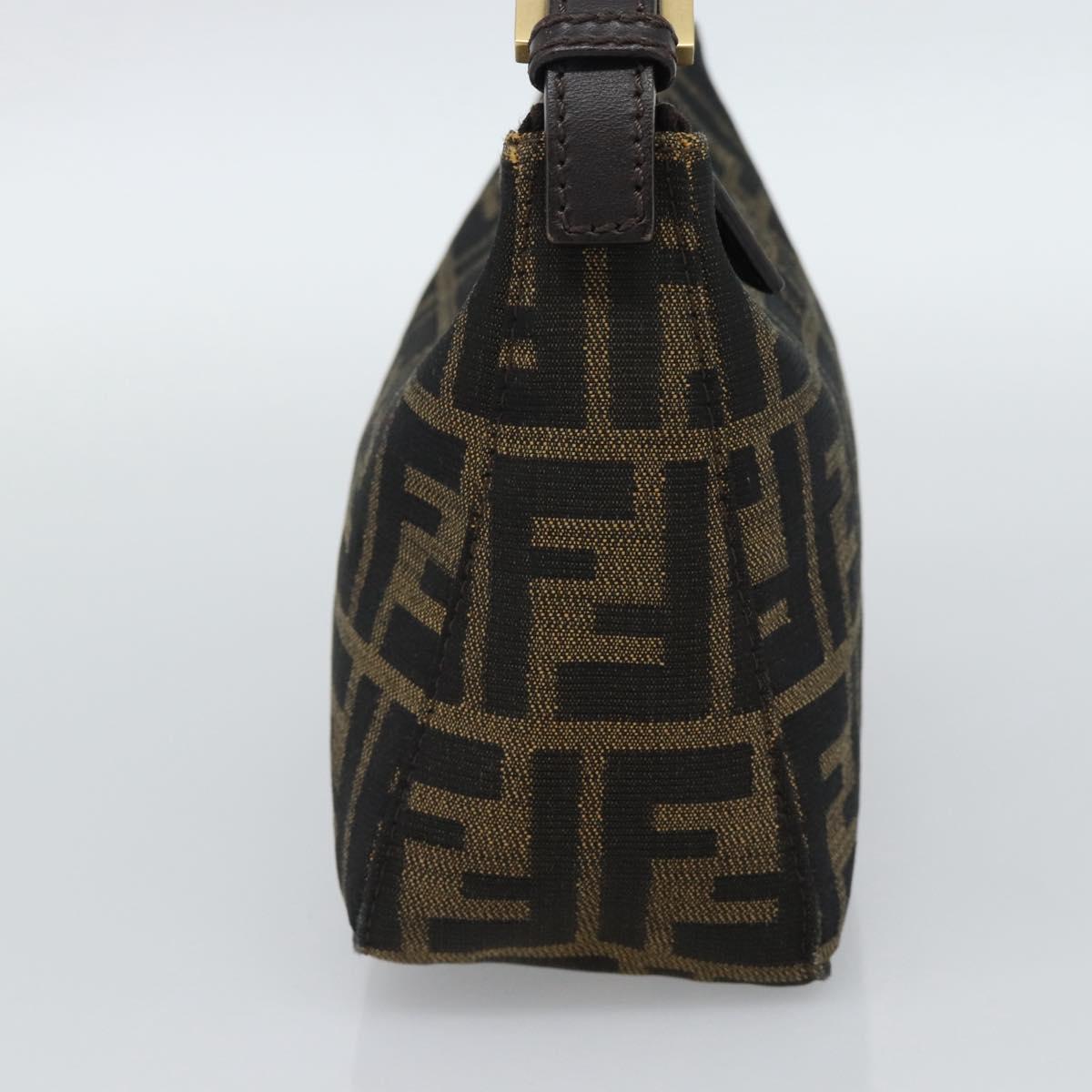 FENDI Zucca Canvas Pouch Brown Black Auth 188060A
