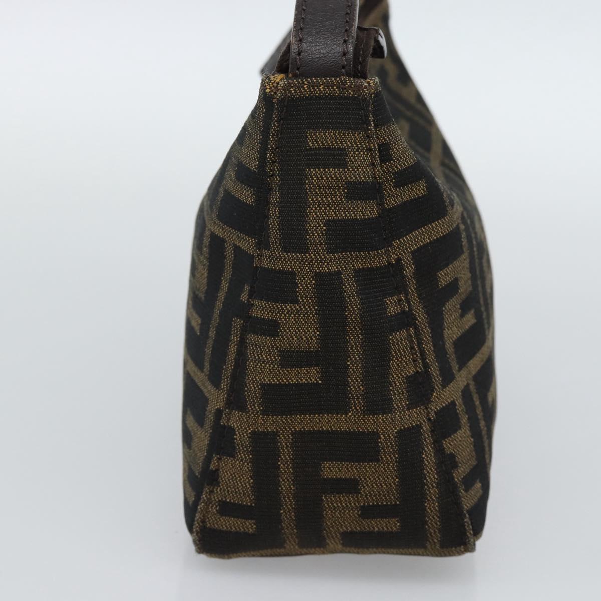 FENDI Zucca Canvas Pouch Brown Black Auth 188060A
