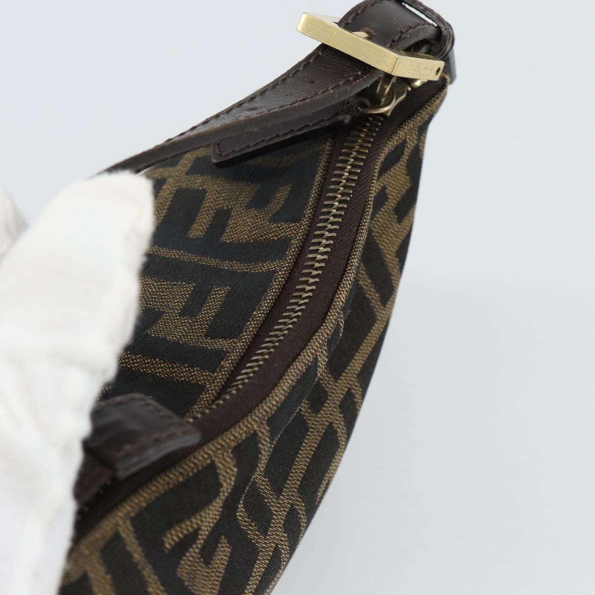 FENDI Zucca Canvas Pouch Brown Black Auth 188060A