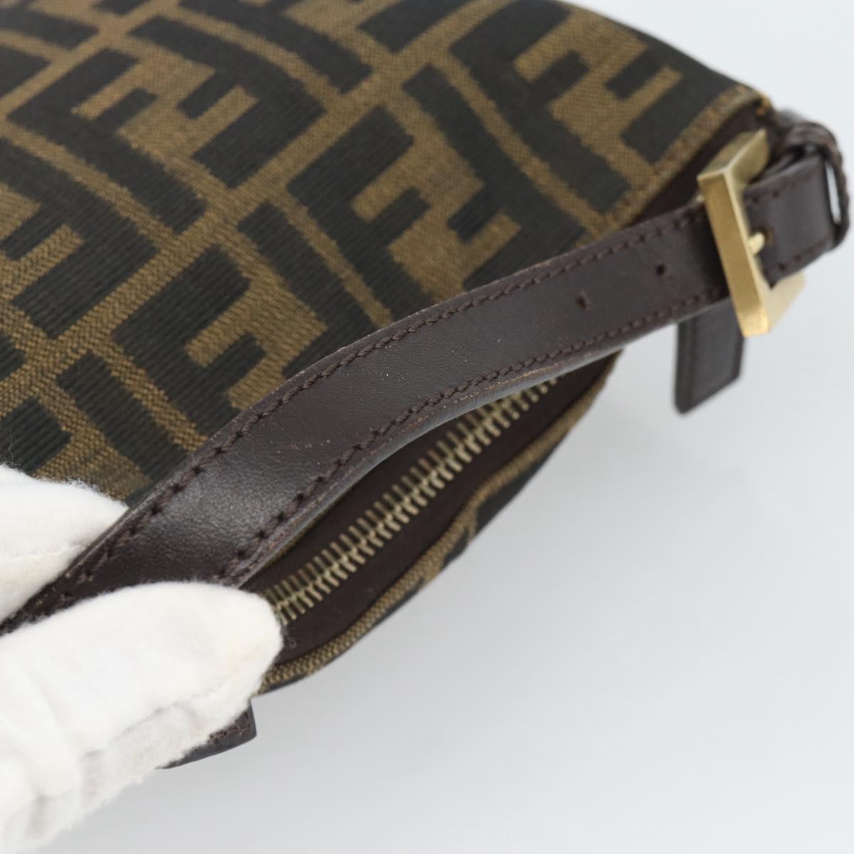 FENDI Zucca Canvas Pouch Brown Black Auth 188060A