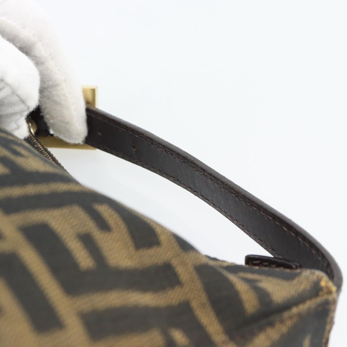 FENDI Zucca Canvas Pouch Brown Black Auth 188060A