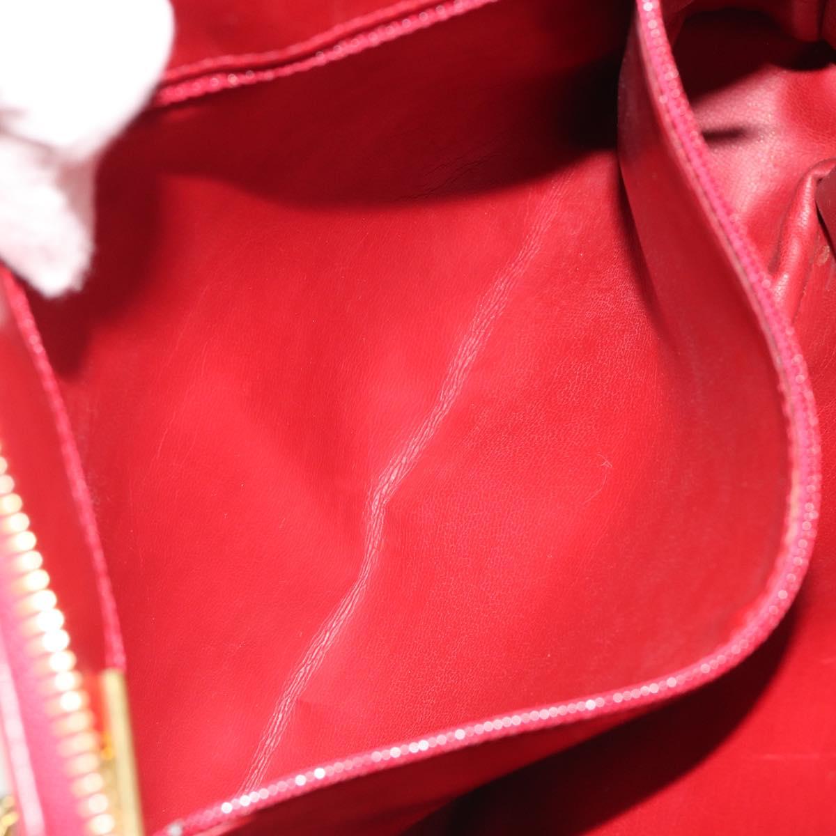 CHANEL Chain Matelasse Shoulder Bag Lamb Skin Red CC Auth 188061