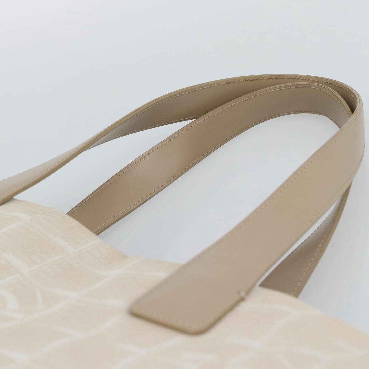 CHANEL New Travel line Tote Bag Canvas Beige CC Auth 188062A