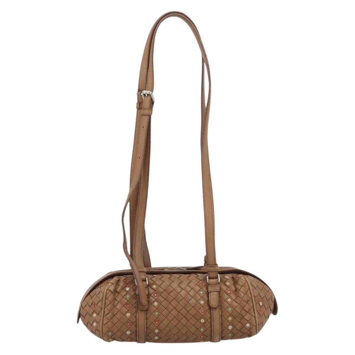 BOTTEGA VENETA INTRECCIATO Shoulder Bag Leather Brown Auth 188068A