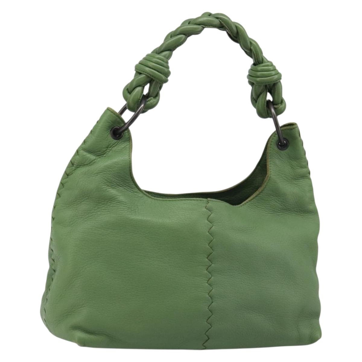 BOTTEGA VENETA INTRECCIATO Hobo Shoulder Bag Leather Green Auth 188069A