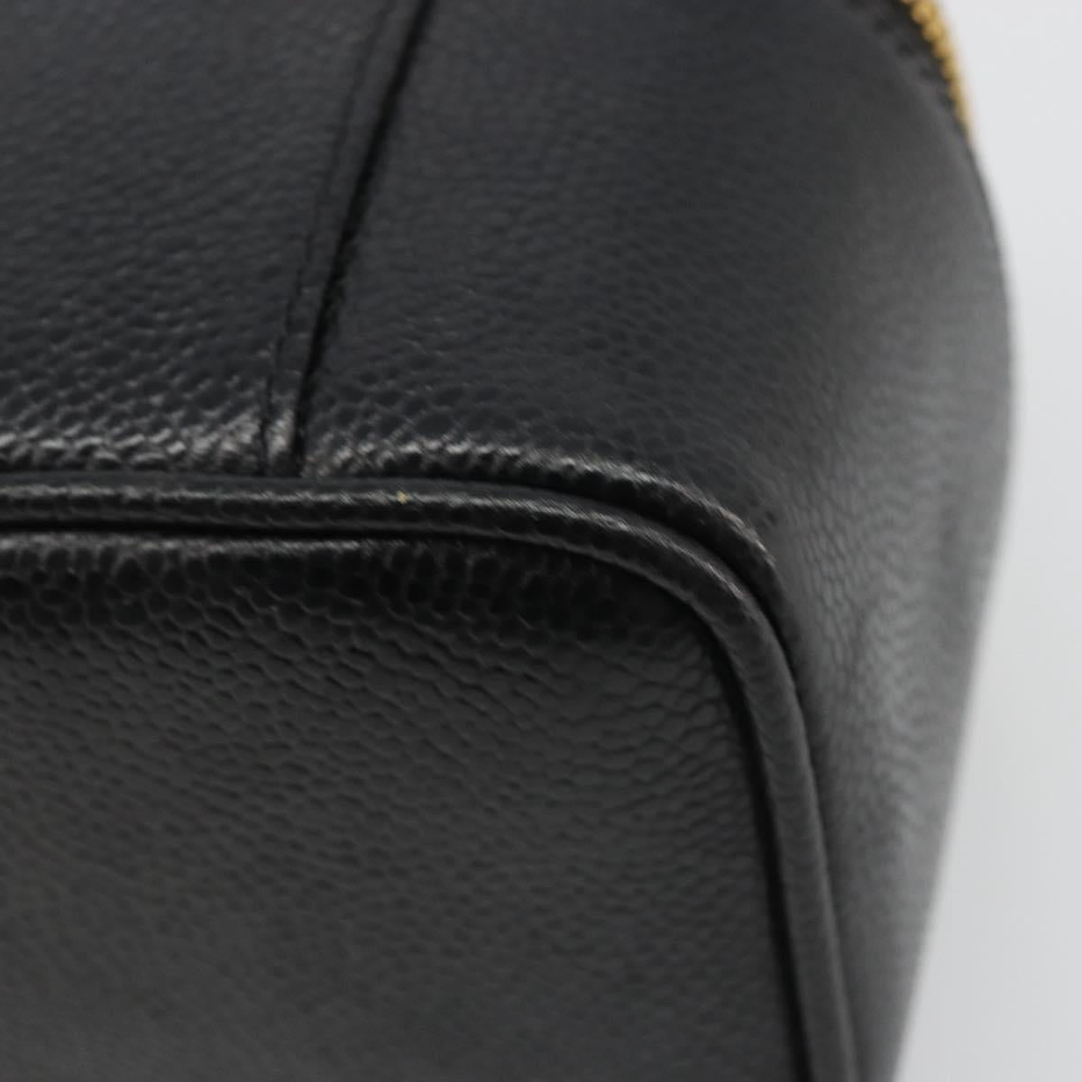 CHANEL COCO Mark Pouch Caviar Skin Black CC Auth 188071A