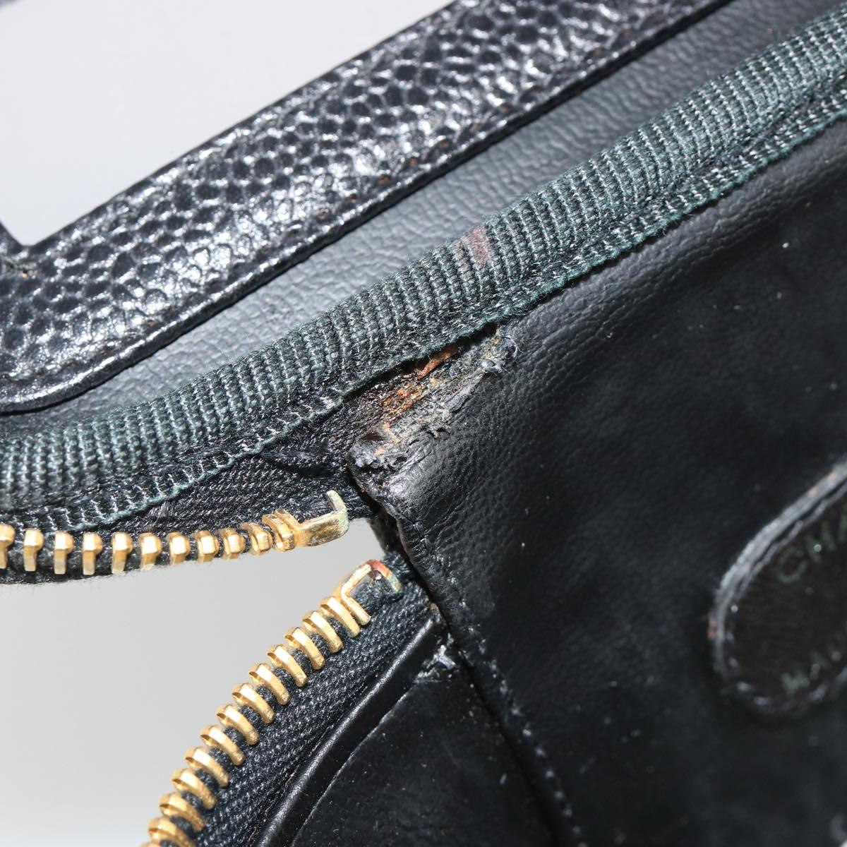 CHANEL COCO Mark Pouch Caviar Skin Black CC Auth 188071A
