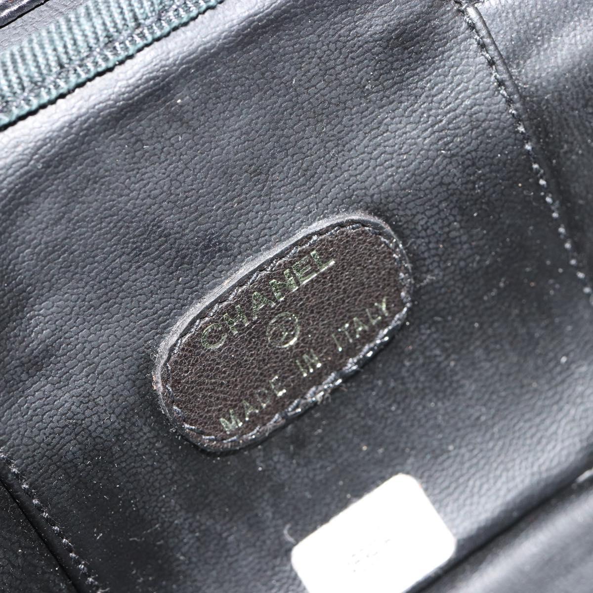 CHANEL COCO Mark Pouch Caviar Skin Black CC Auth 188071A