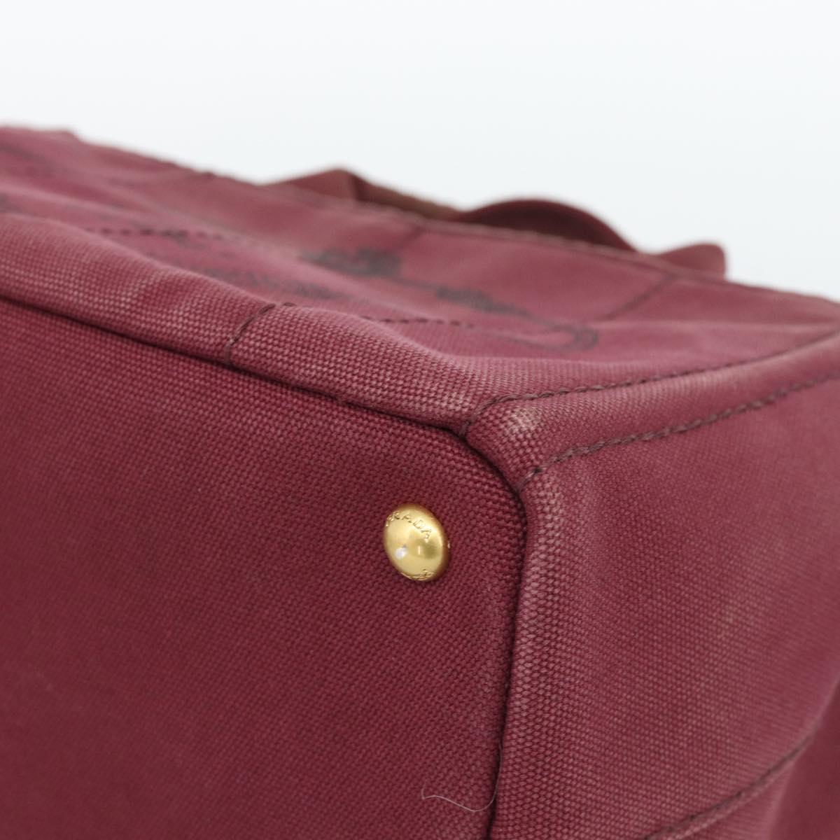 PRADA Canapa PM Hand Bag Canvas Bordeaux Auth 188079