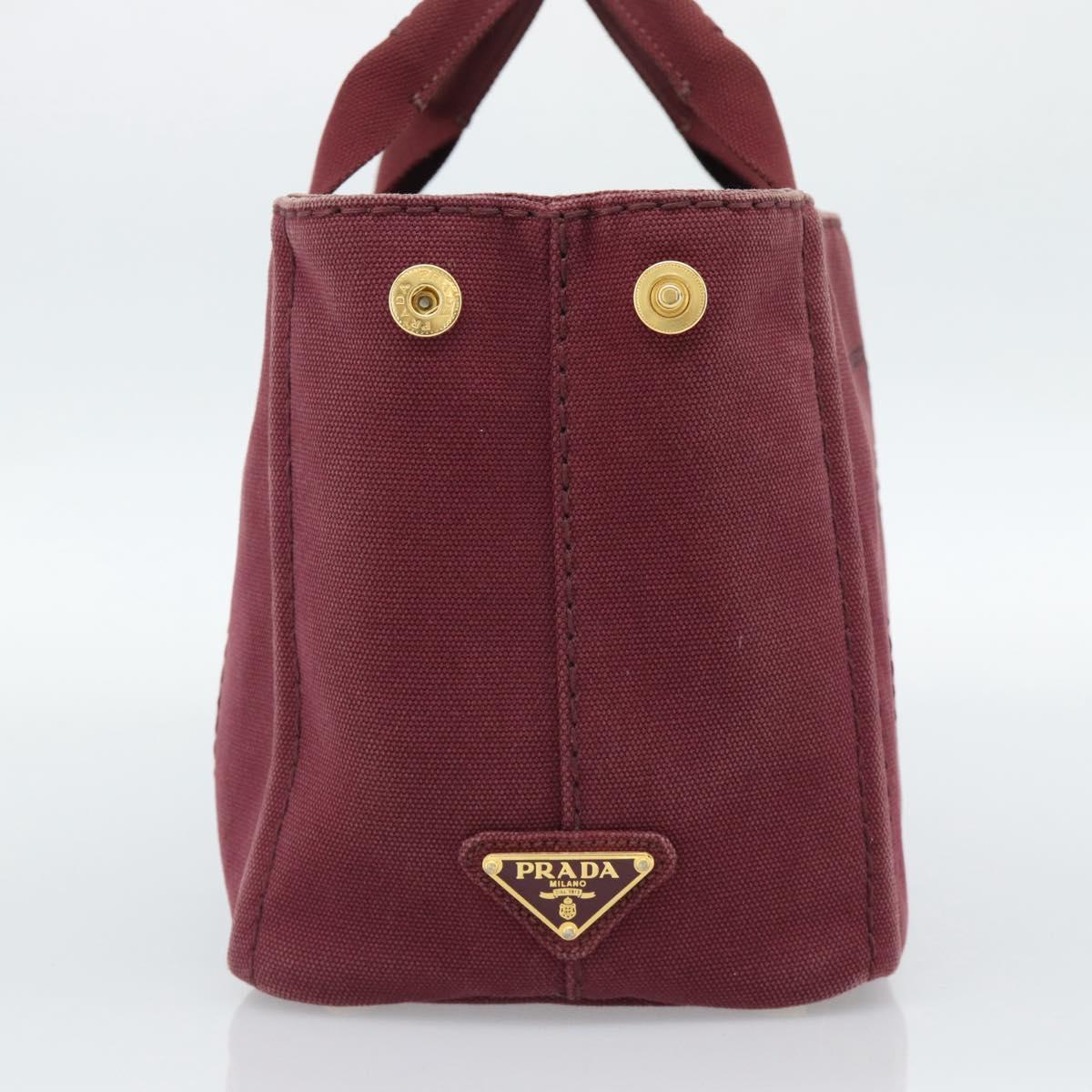 PRADA Canapa PM Hand Bag Canvas Bordeaux Auth 188079