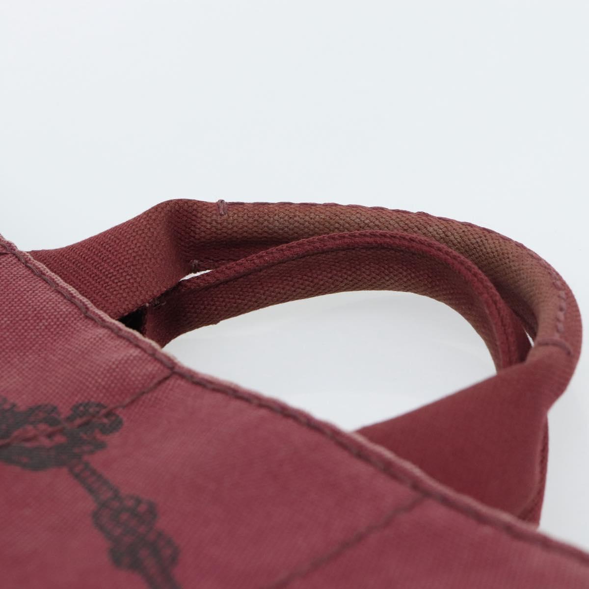 PRADA Canapa PM Hand Bag Canvas Bordeaux Auth 188079