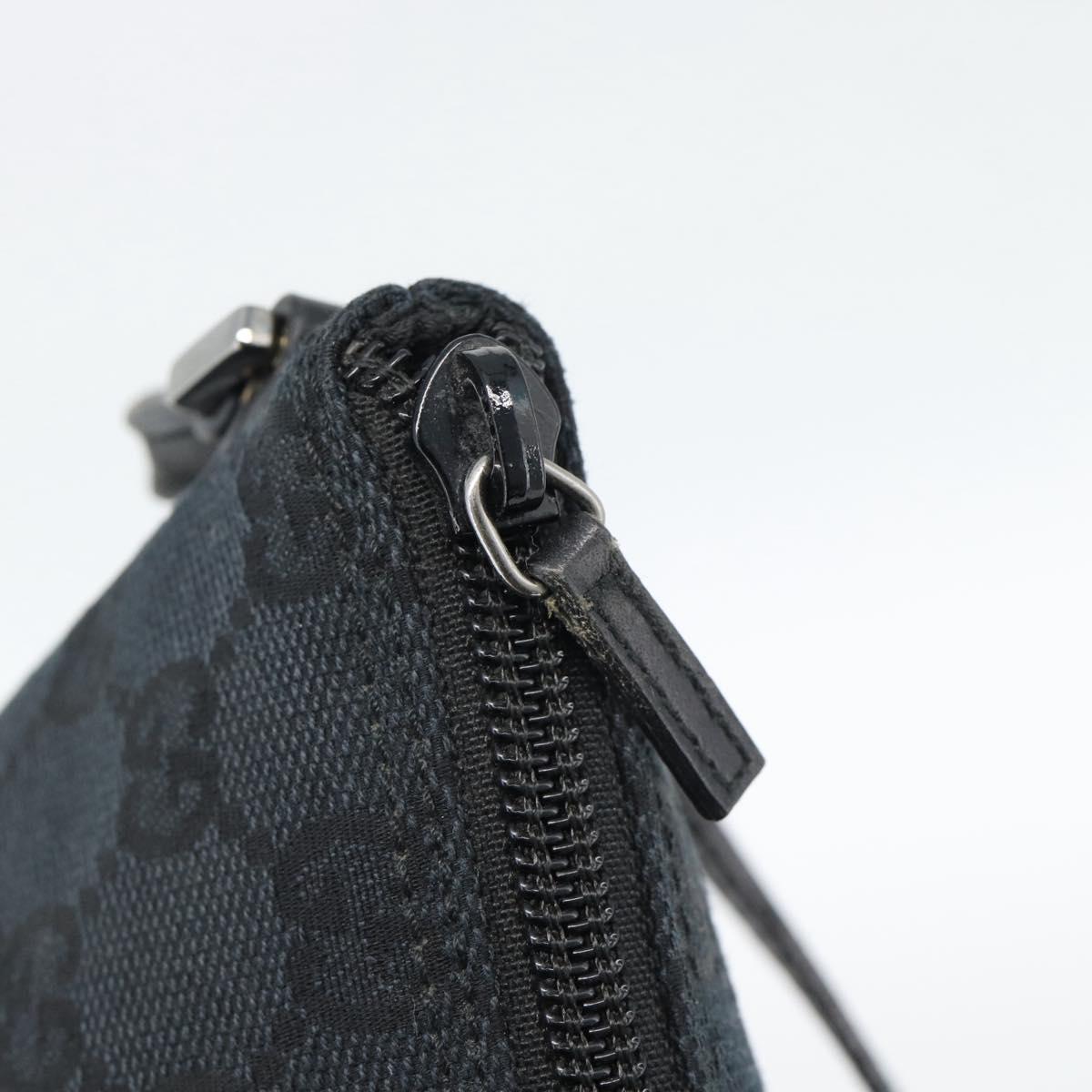 GUCCI GG Canvas Accessory Pouch Black 07198 Auth 188080A