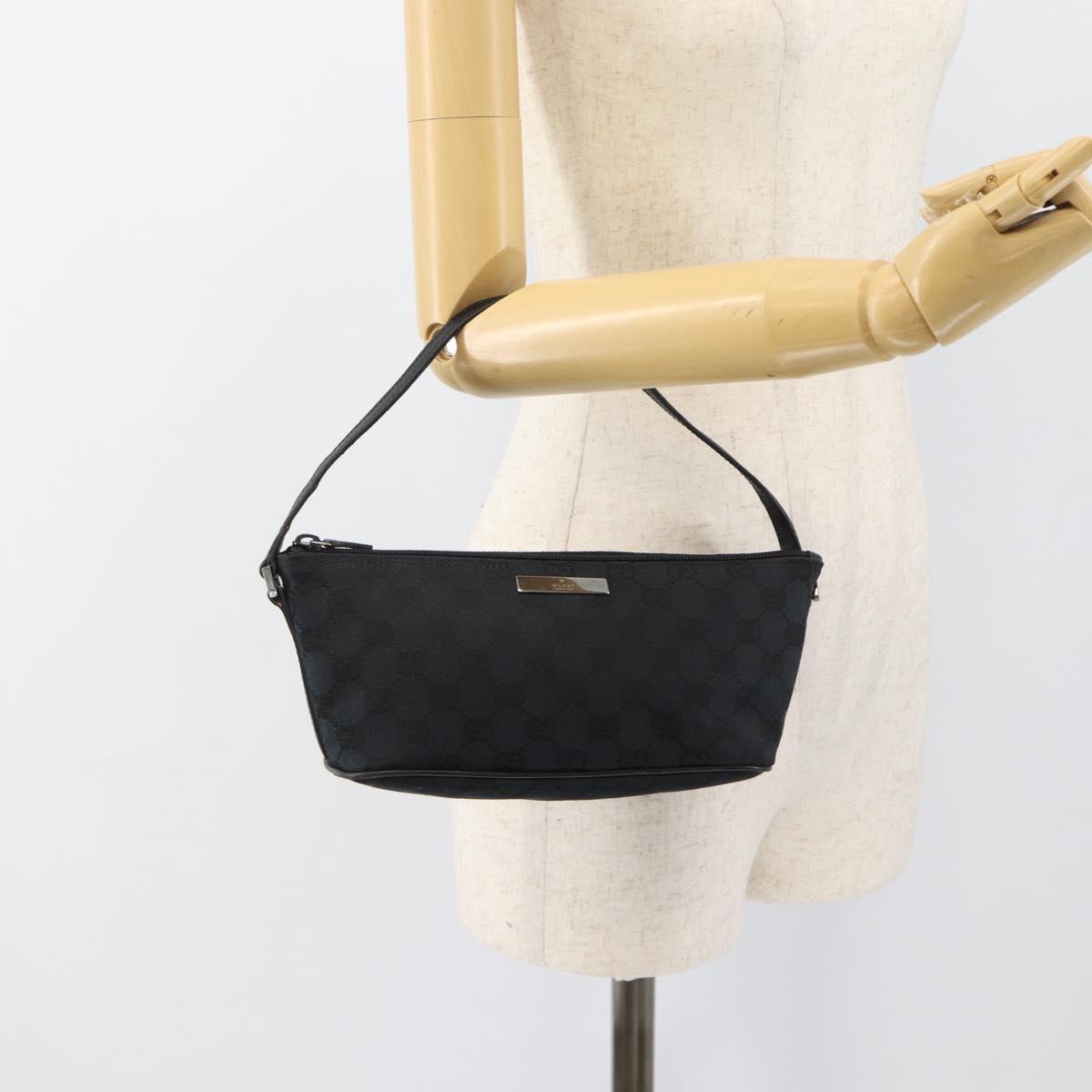 GUCCI GG Canvas Accessory Pouch Black 07198 Auth 188080A