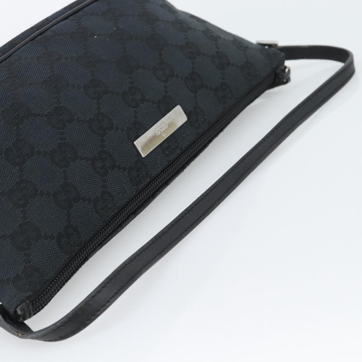GUCCI GG Canvas Accessory Pouch Black 07198 Auth 188080A