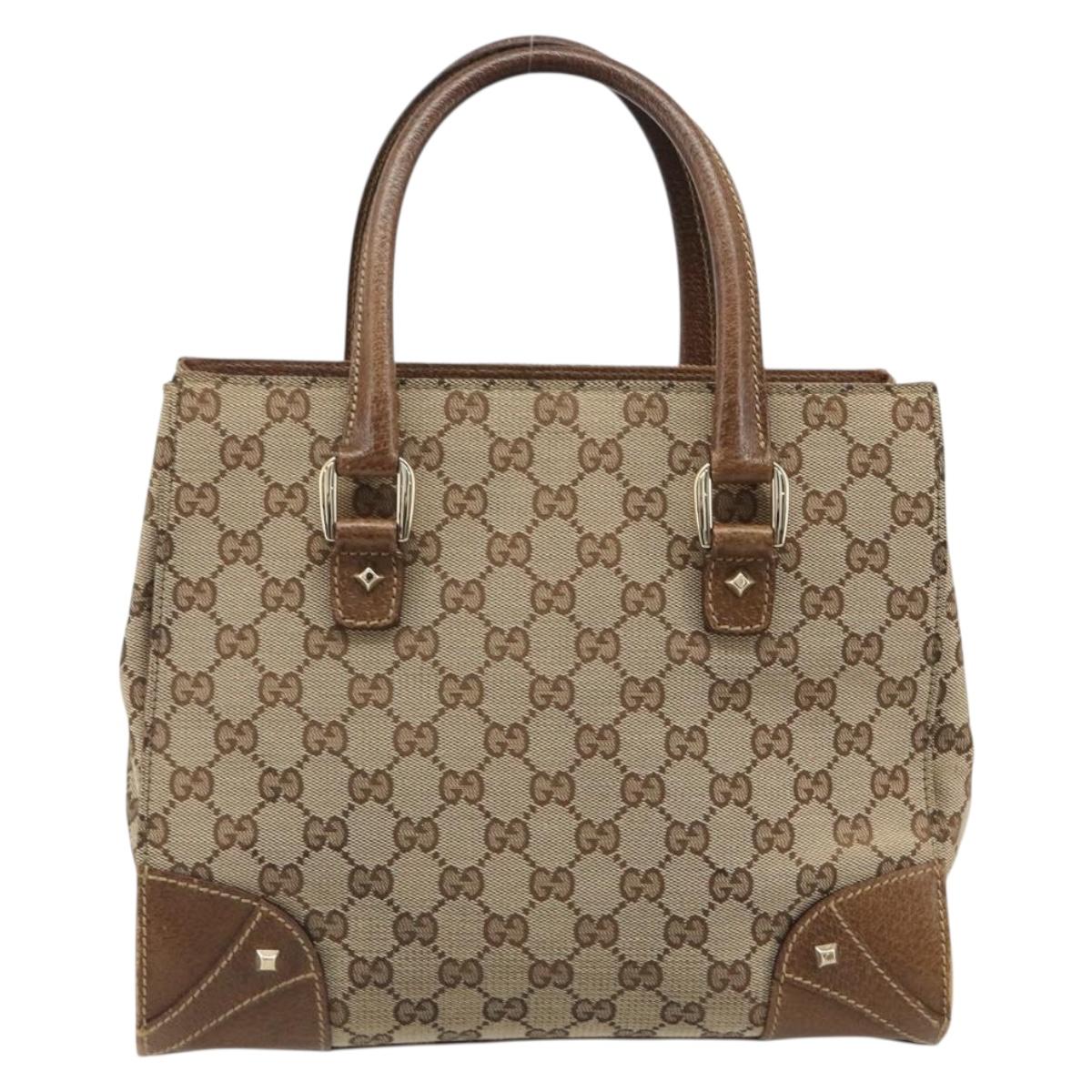 GUCCI GG Canvas Hand Bag Beige 120895 Auth 188081A