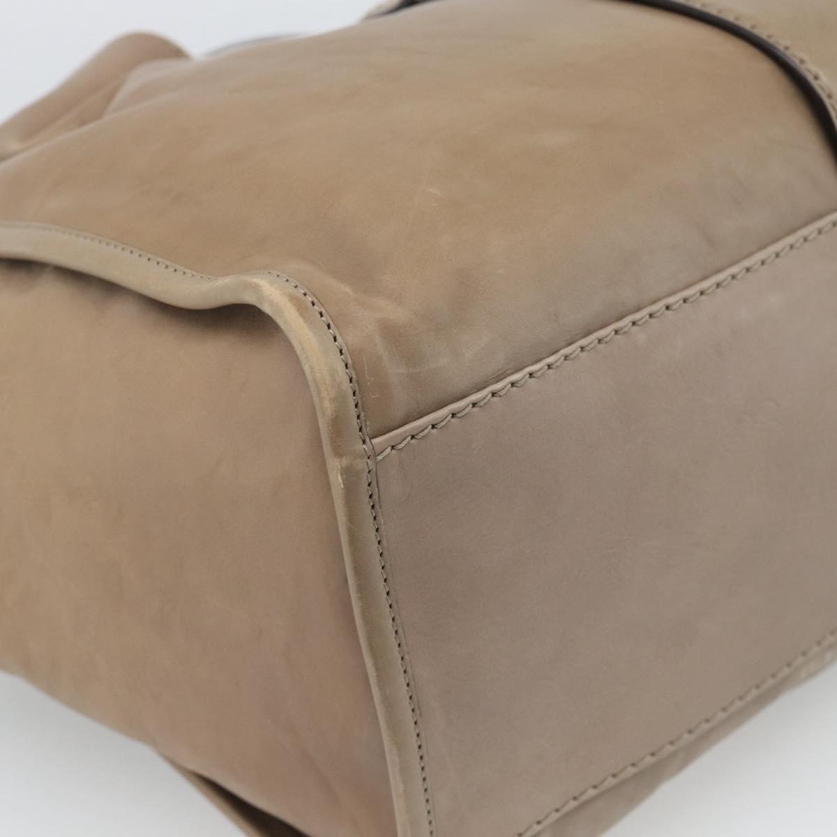 GUCCI Horsebit Hand Bag Leather Beige Auth 188082A
