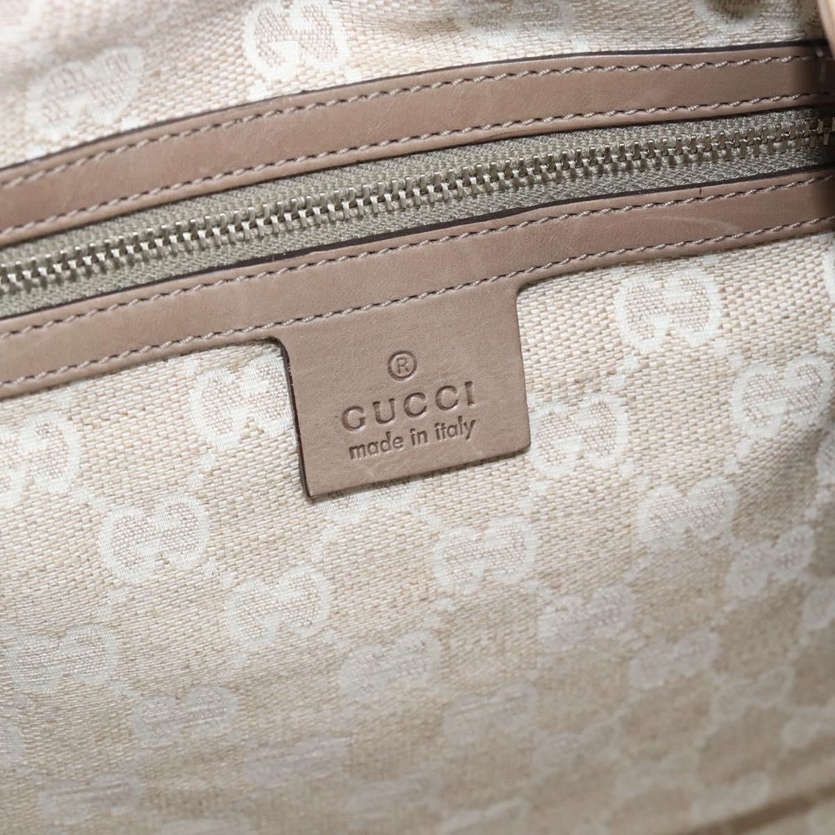 GUCCI Horsebit Hand Bag Leather Beige Auth 188082A