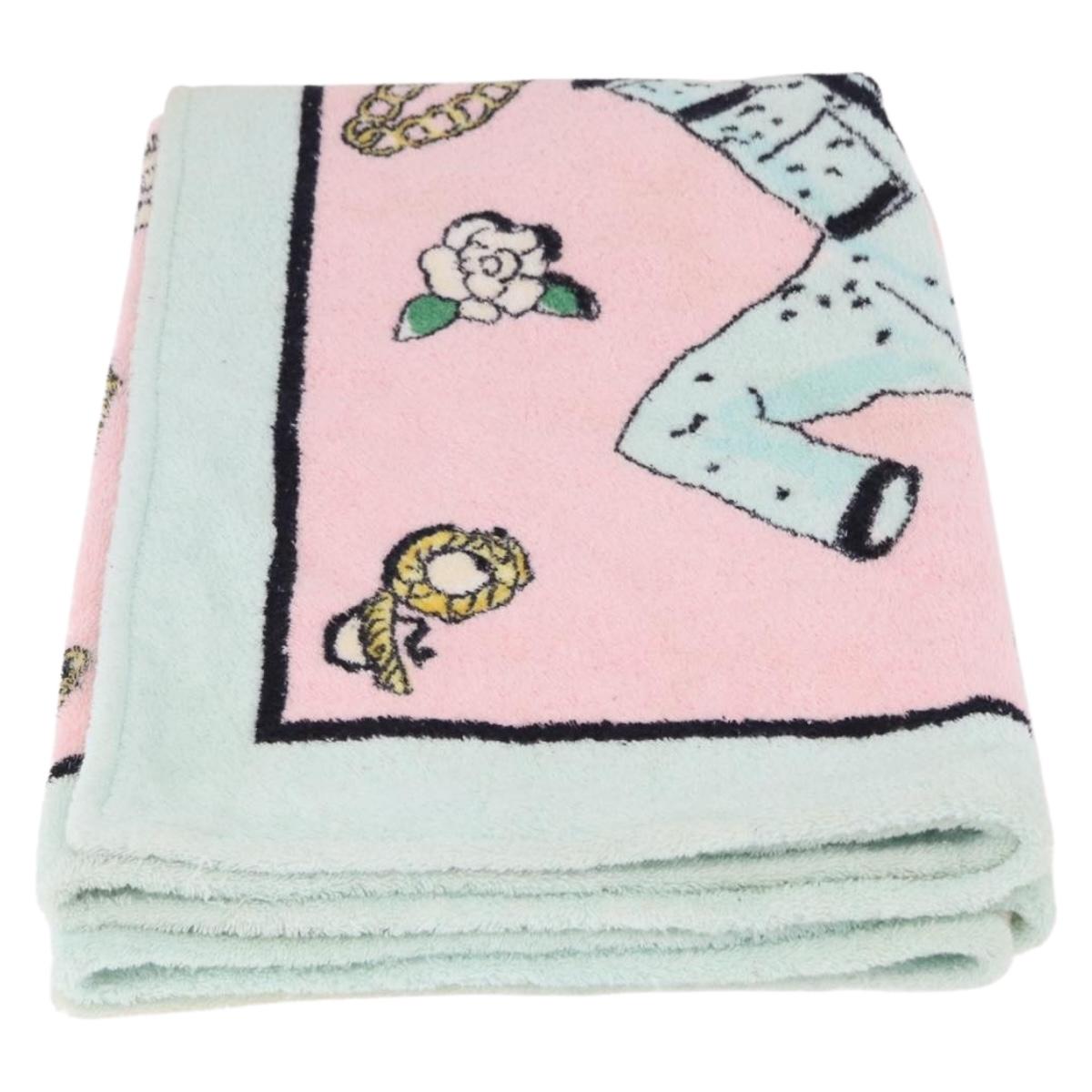 CHANEL Beach Towel Cotton Multicolor CC Auth 188084