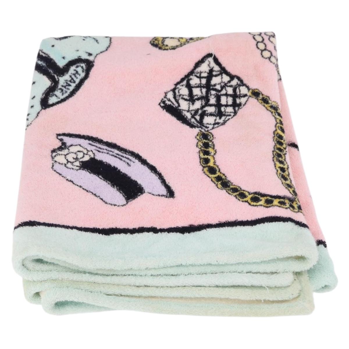 CHANEL Beach Towel Cotton Multicolor CC Auth 188084