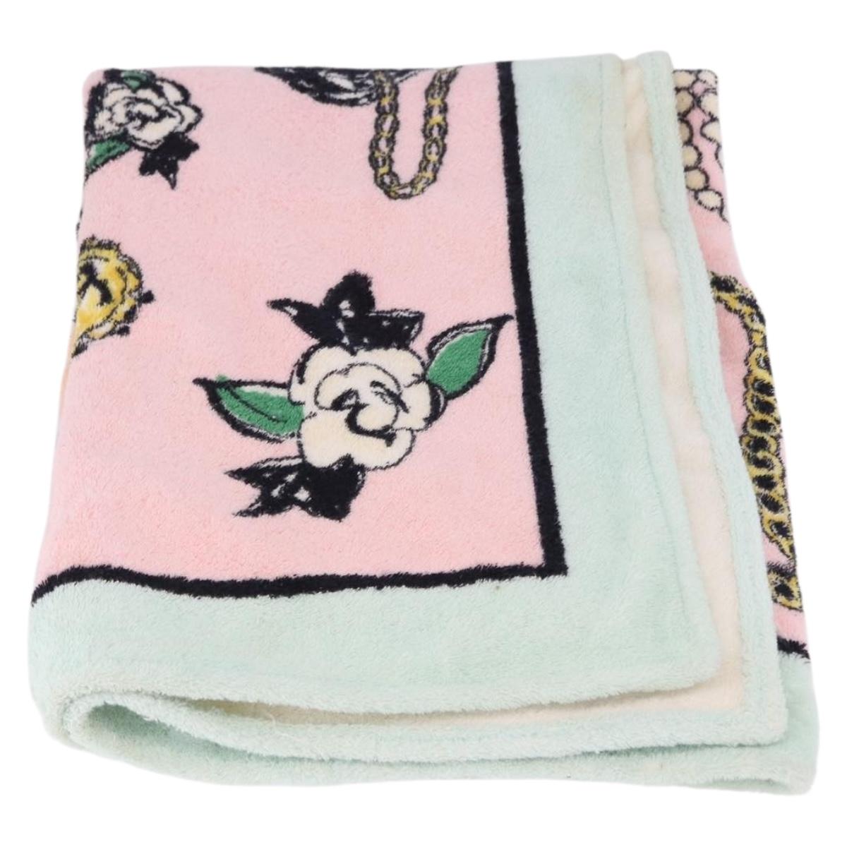 CHANEL Beach Towel Cotton Multicolor CC Auth 188084