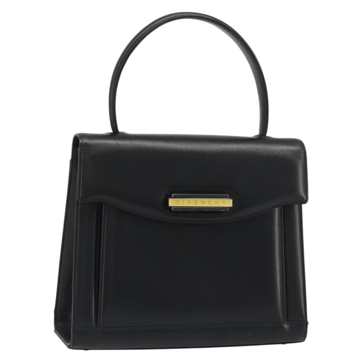 GIVENCHY Hand Bag Leather Black Auth 188085